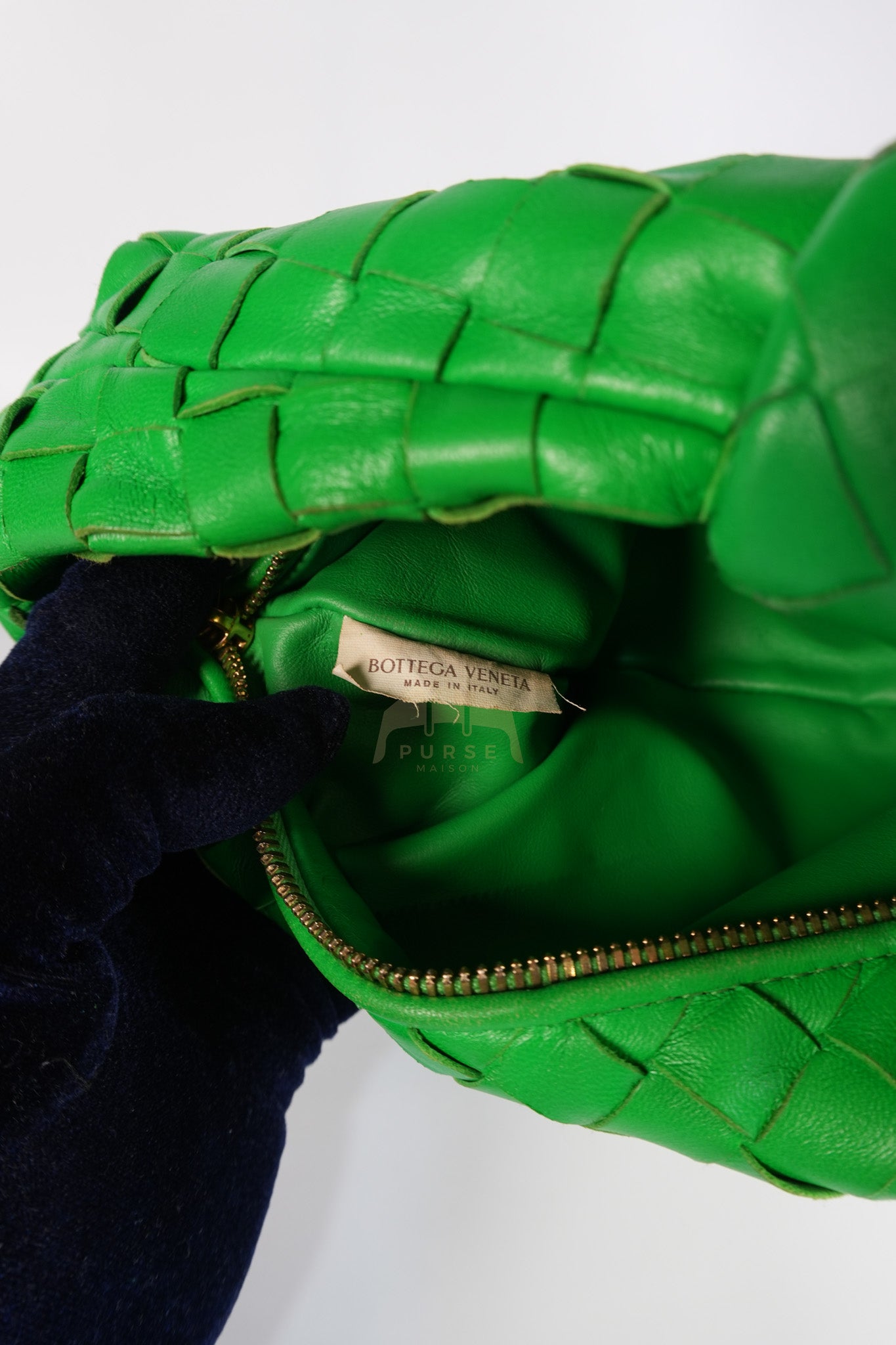 Mini Jodie in Green Nappa Intrecciato Leather & Gold Hardware | Purse Maison Luxury Bags Shop