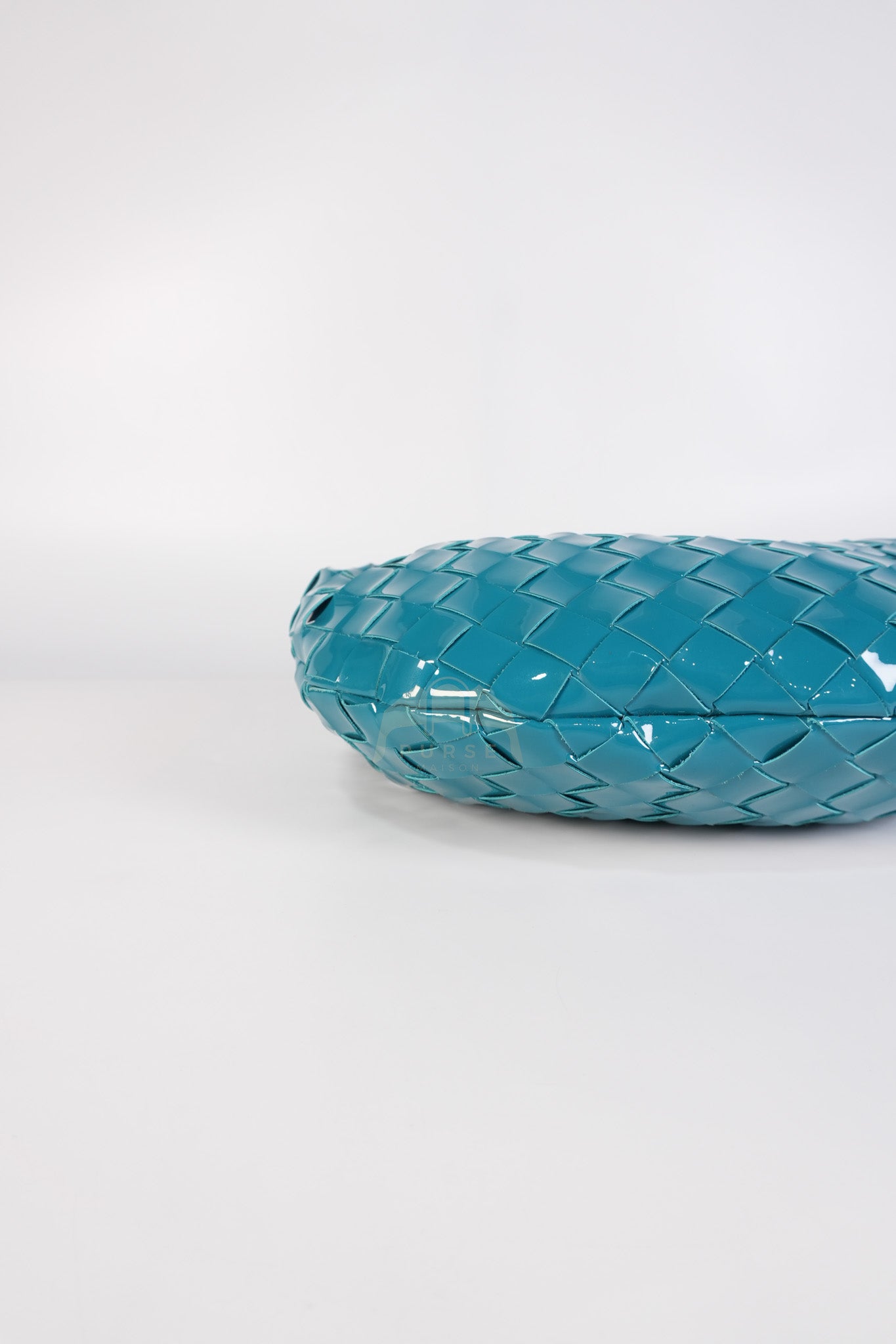 Mini Jodie in Teal Patent Intrecciato Leather & Silver Hardware | Purse Maison Luxury Bags Shop