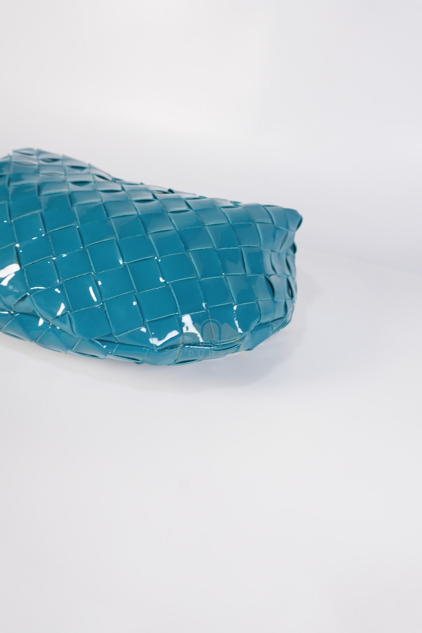 Mini Jodie in Teal Patent Intrecciato Leather & Silver Hardware | Purse Maison Luxury Bags Shop