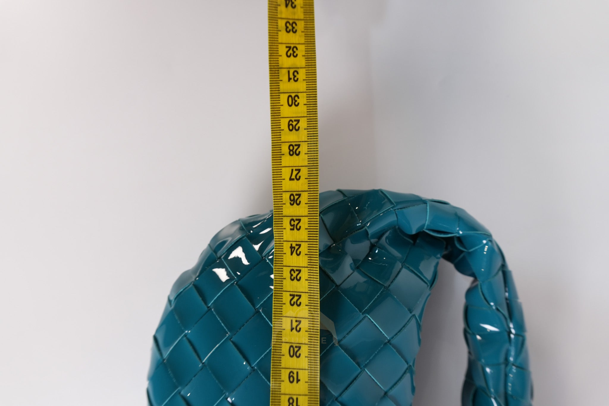 Mini Jodie in Teal Patent Intrecciato Leather & Silver Hardware | Purse Maison Luxury Bags Shop