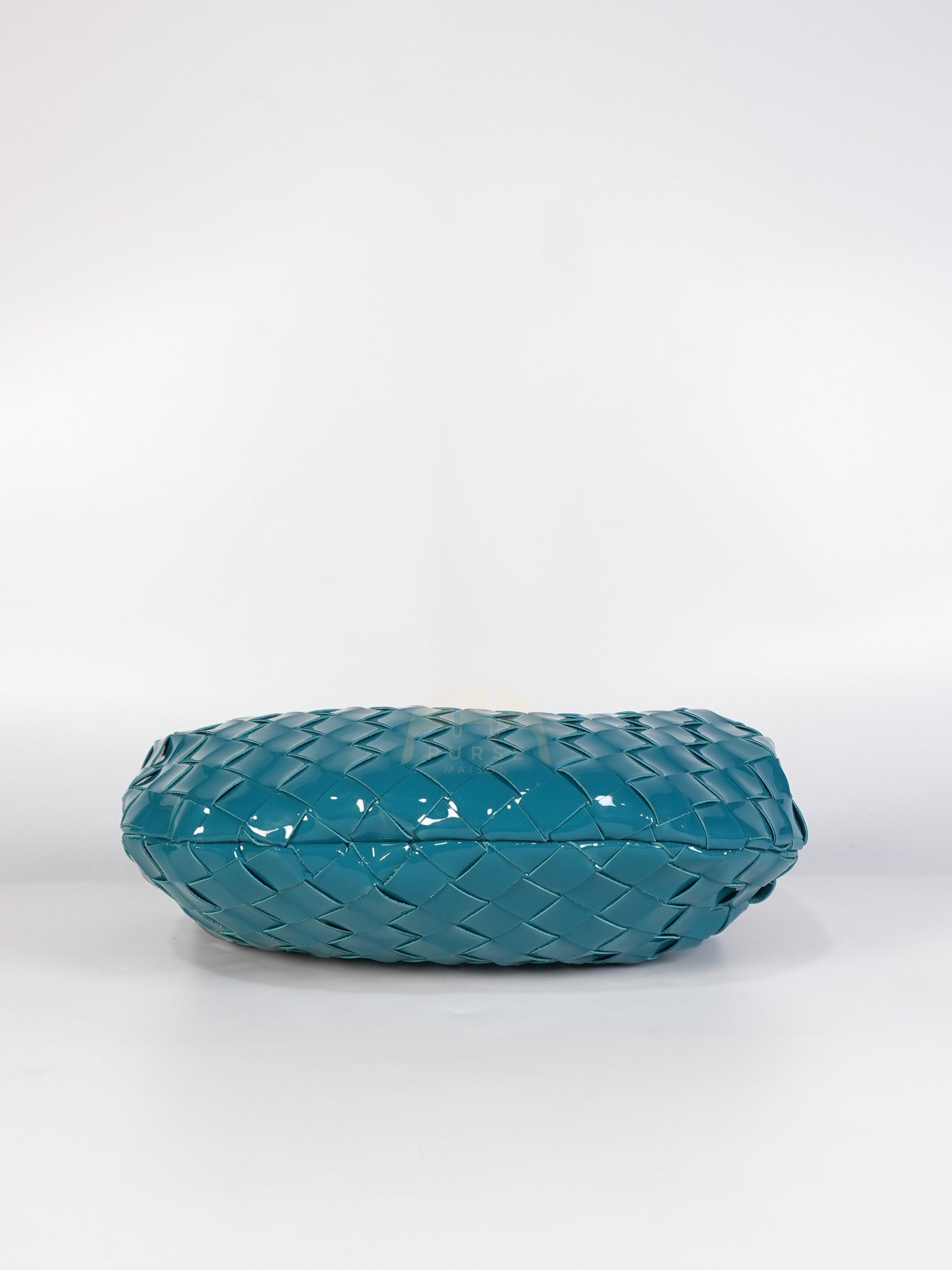 Mini Jodie in Teal Patent Intrecciato Leather & Silver Hardware | Purse Maison Luxury Bags Shop