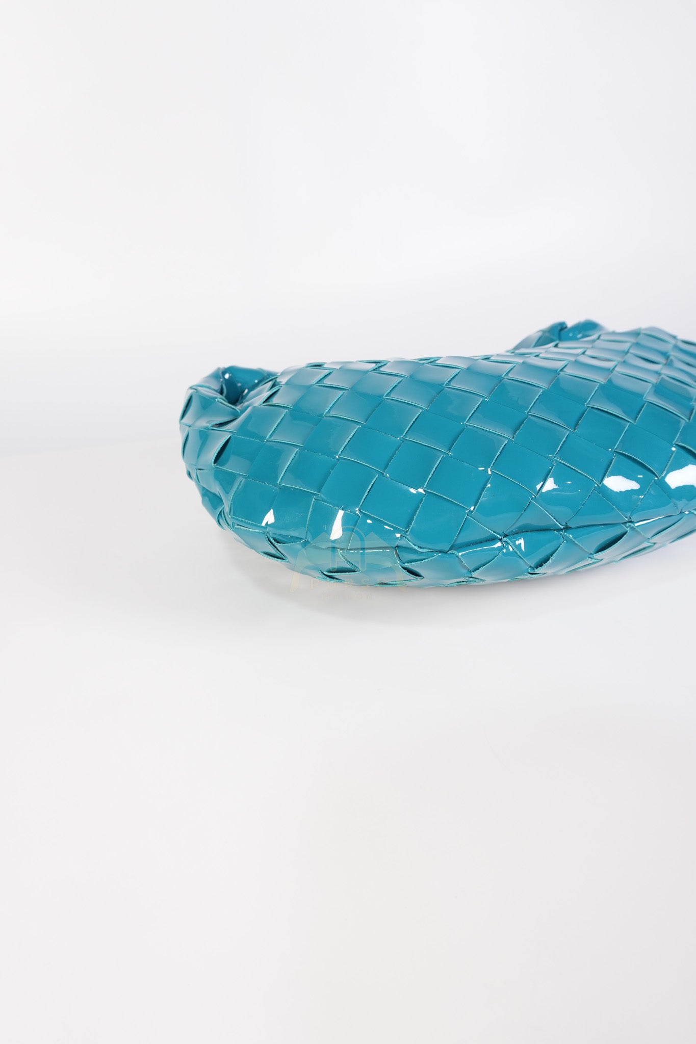 Mini Jodie in Teal Patent Intrecciato Leather & Silver Hardware | Purse Maison Luxury Bags Shop