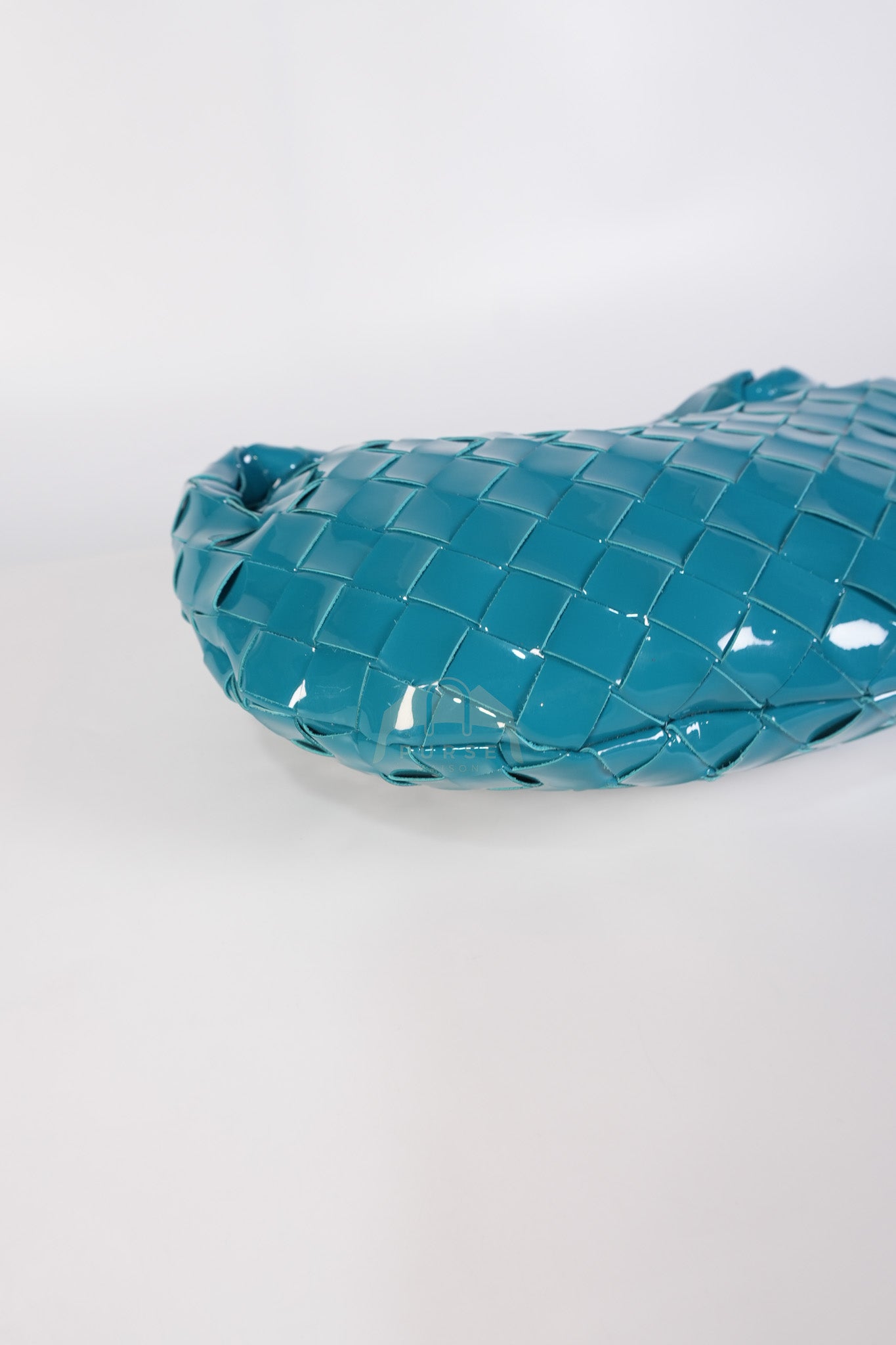 Mini Jodie in Teal Patent Intrecciato Leather & Silver Hardware | Purse Maison Luxury Bags Shop