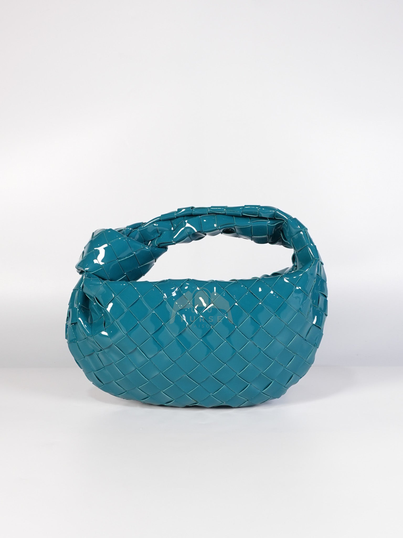 Mini Jodie in Teal Patent Intrecciato Leather & Silver Hardware | Purse Maison Luxury Bags Shop