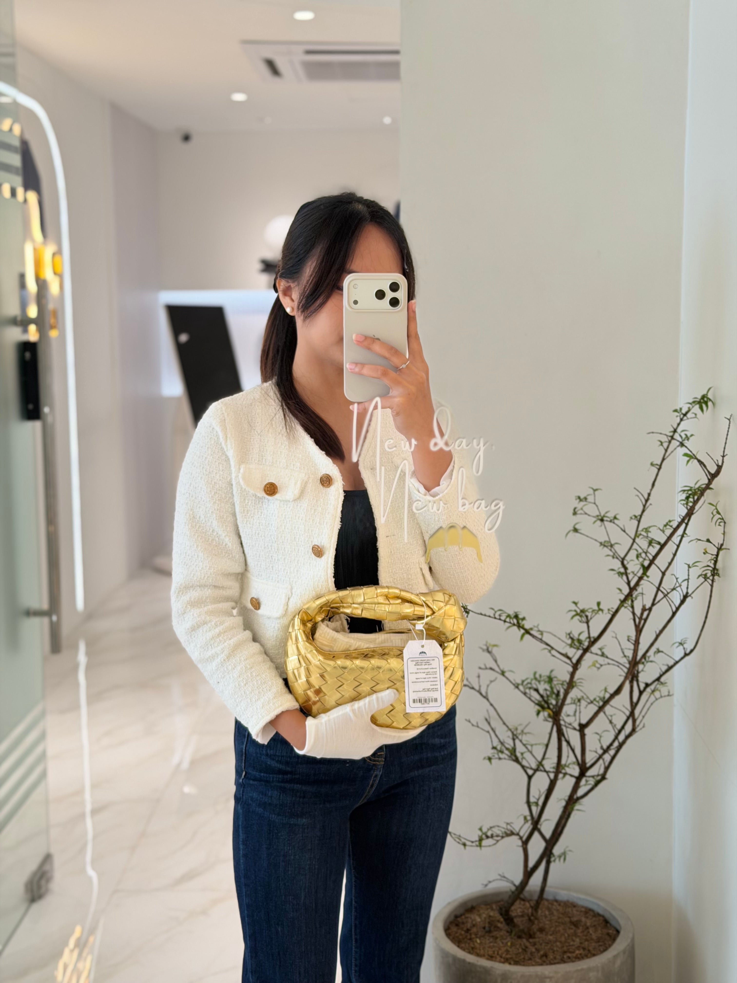 Mini Jodie Metallic Intrecciato Leather Hand Bag | Purse Maison Luxury Bags Shop