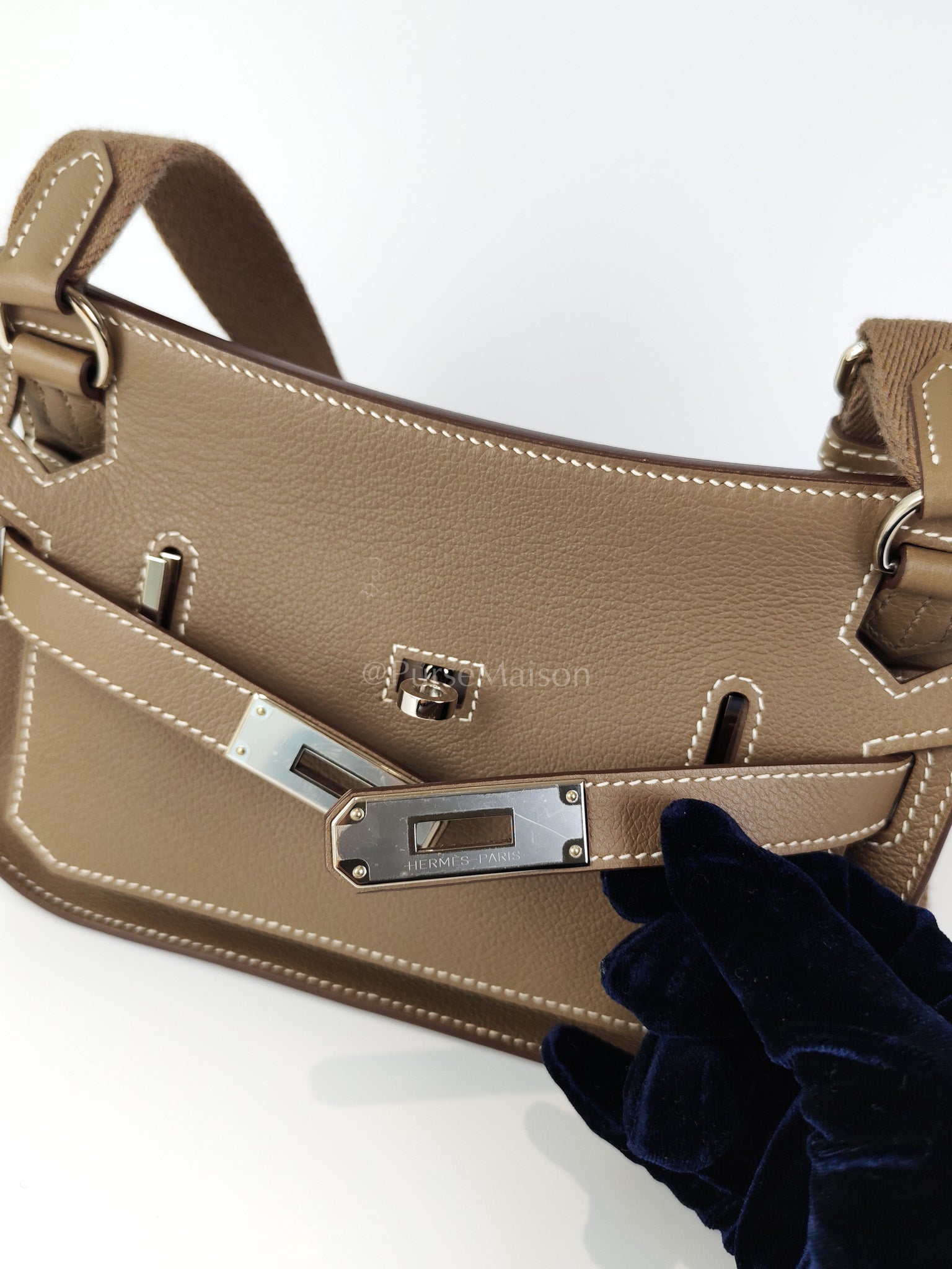 Mini Jypsiere Etoupe in Evercolor Leather and Palladium Hardware Stamp B (2023) | Purse Maison Luxury Bags Shop