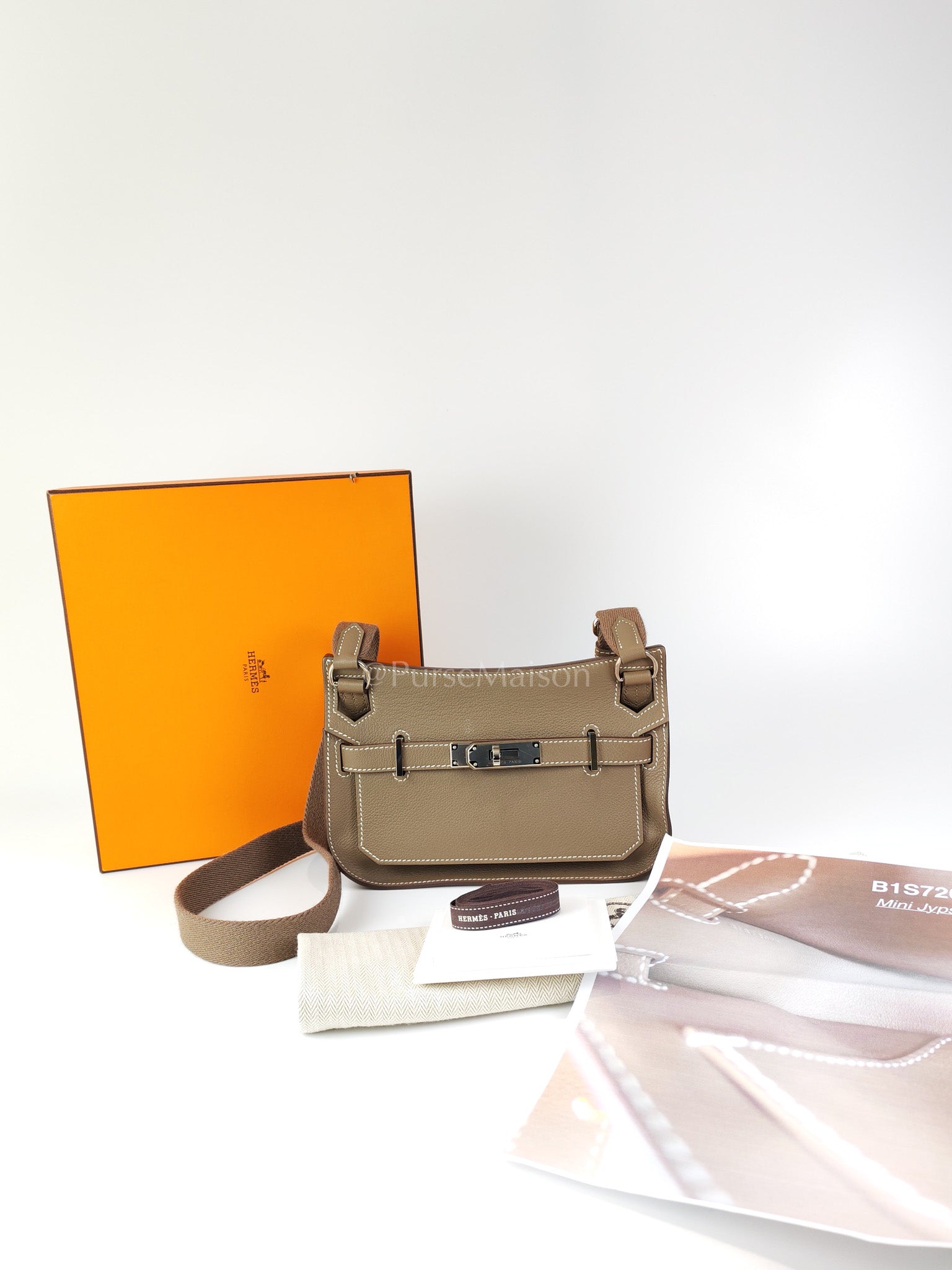 Mini Jypsiere Etoupe in Evercolor Leather and Palladium Hardware Stamp B (2023) | Purse Maison Luxury Bags Shop