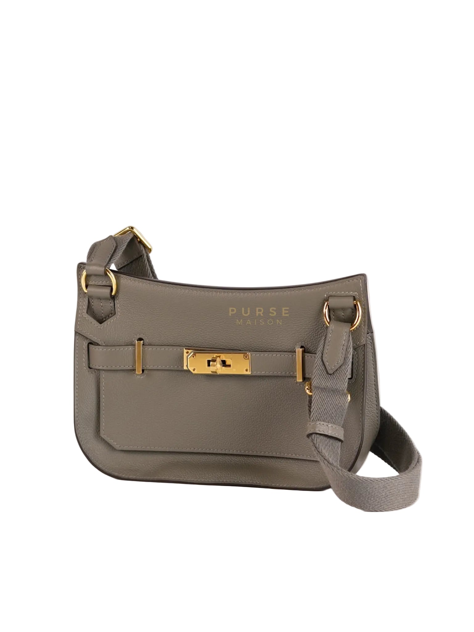 Mini Jypsiere in Gris Meyer Evercolor Leather and Gold Hardware Stamp K (2025) | Purse Maison Luxury Bags Shop