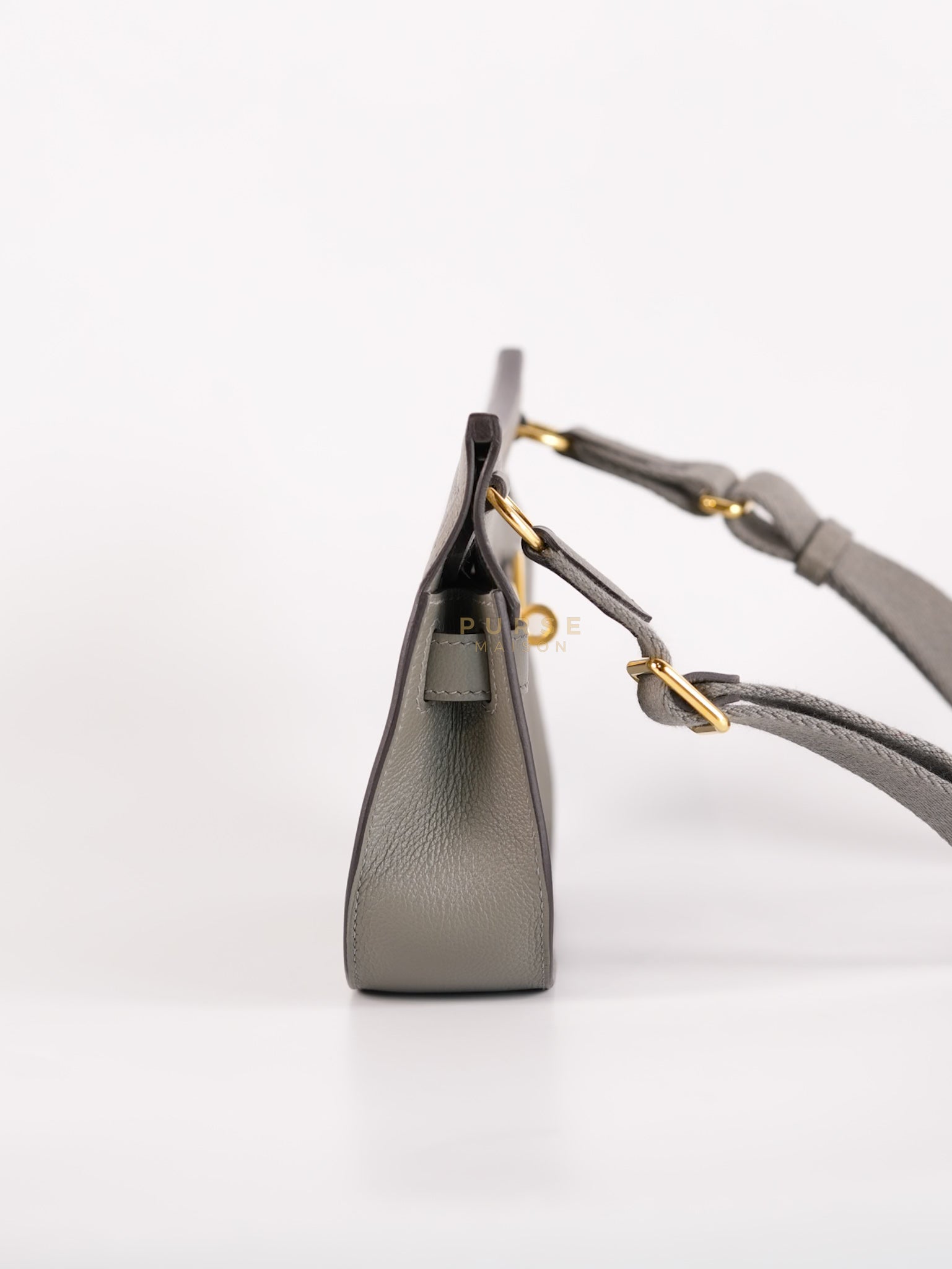 Mini Jypsiere in Gris Meyer Evercolor Leather and Gold Hardware Stamp K (2025) | Purse Maison Luxury Bags Shop