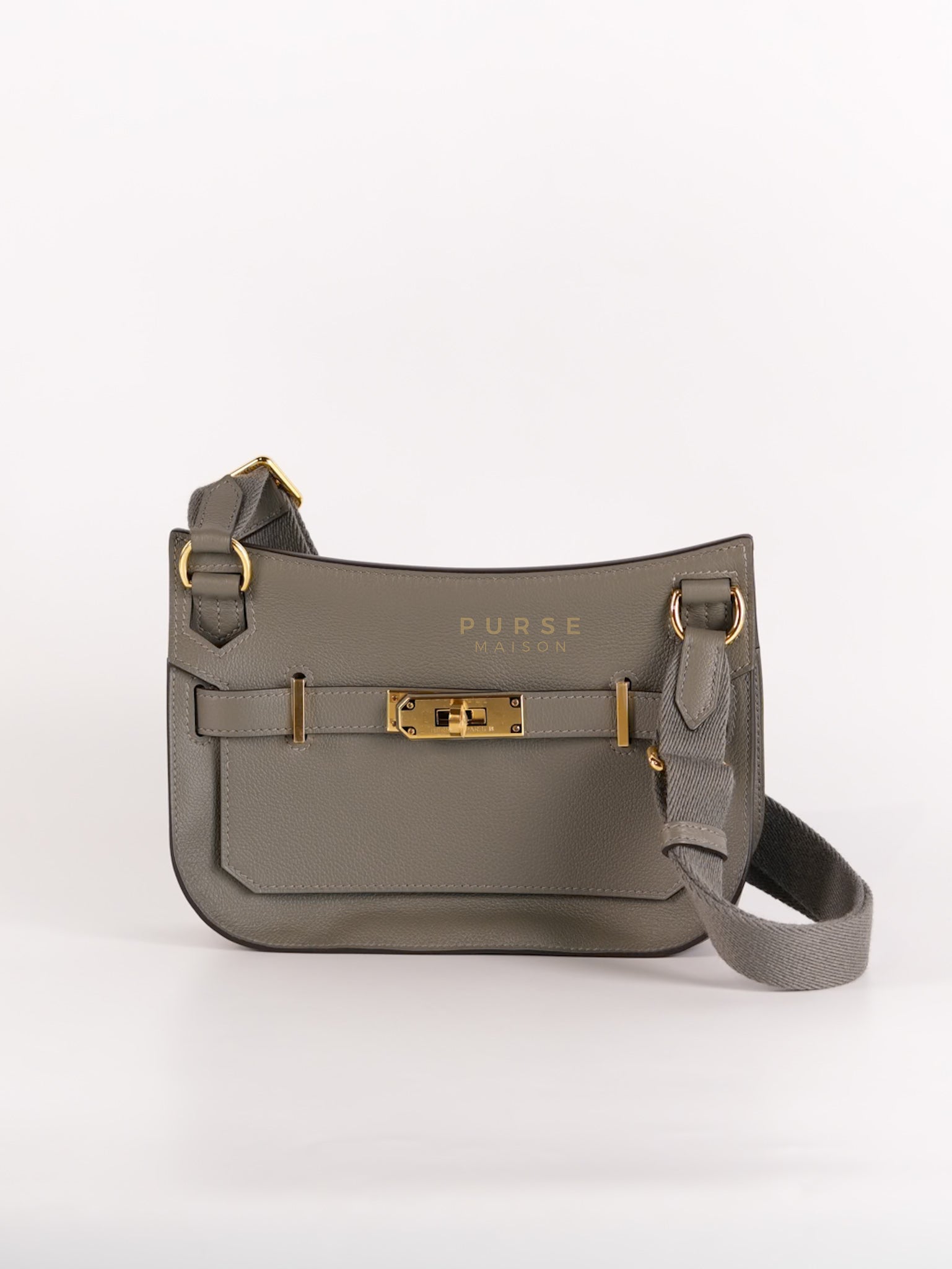 Mini Jypsiere in Gris Meyer Evercolor Leather and Gold Hardware Stamp K (2025) | Purse Maison Luxury Bags Shop