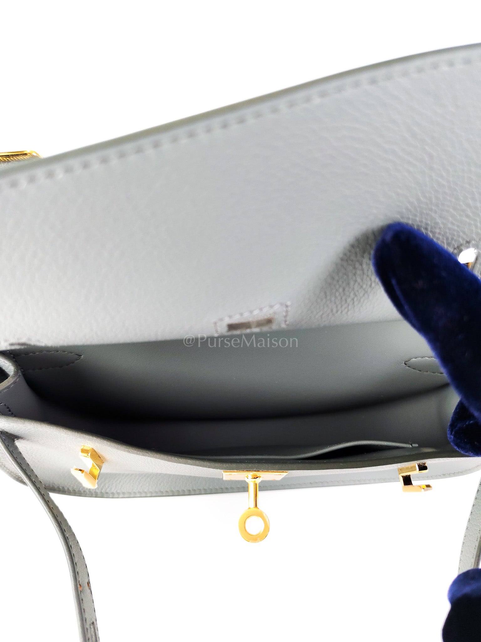 Mini Jypsiere Vert Amande in Evercolor Leather and Gold Hardware Stamp K (2025) | Purse Maison Luxury Bags Shop