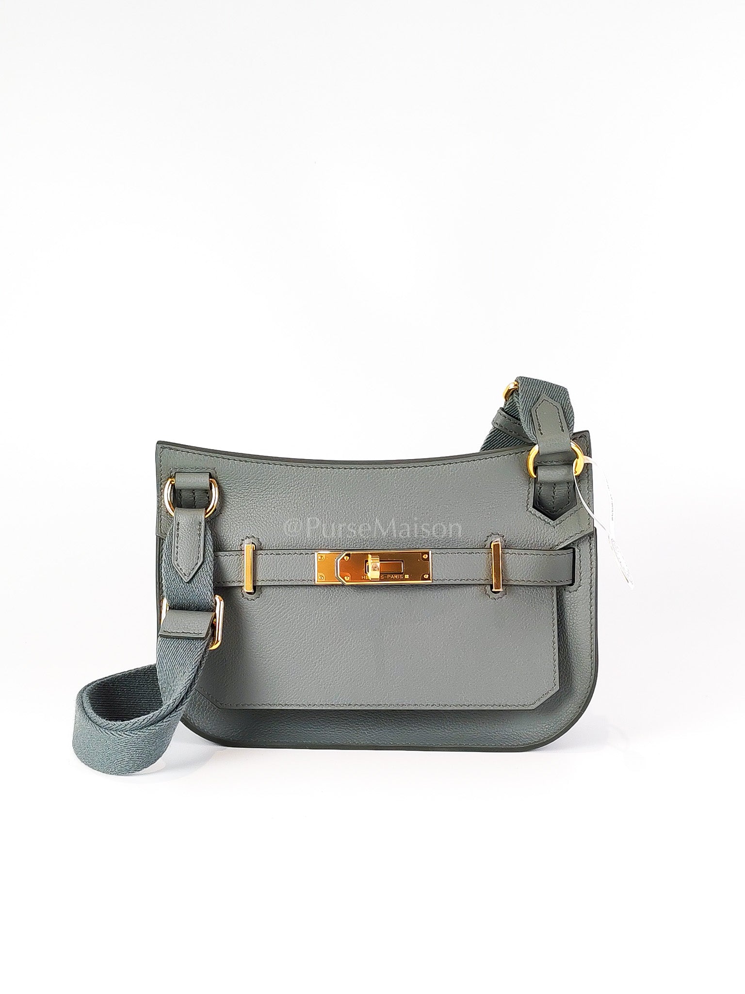 Mini Jypsiere Vert Amande in Evercolor Leather and Gold Hardware Stamp K (2025) | Purse Maison Luxury Bags Shop