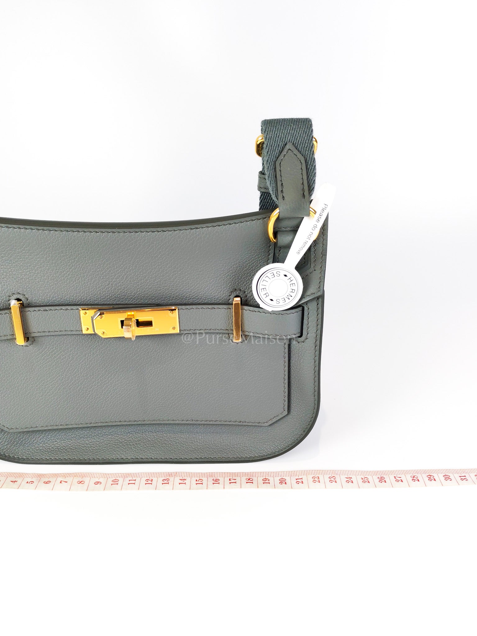Mini Jypsiere Vert Amande in Evercolor Leather and Gold Hardware Stamp K (2025) | Purse Maison Luxury Bags Shop