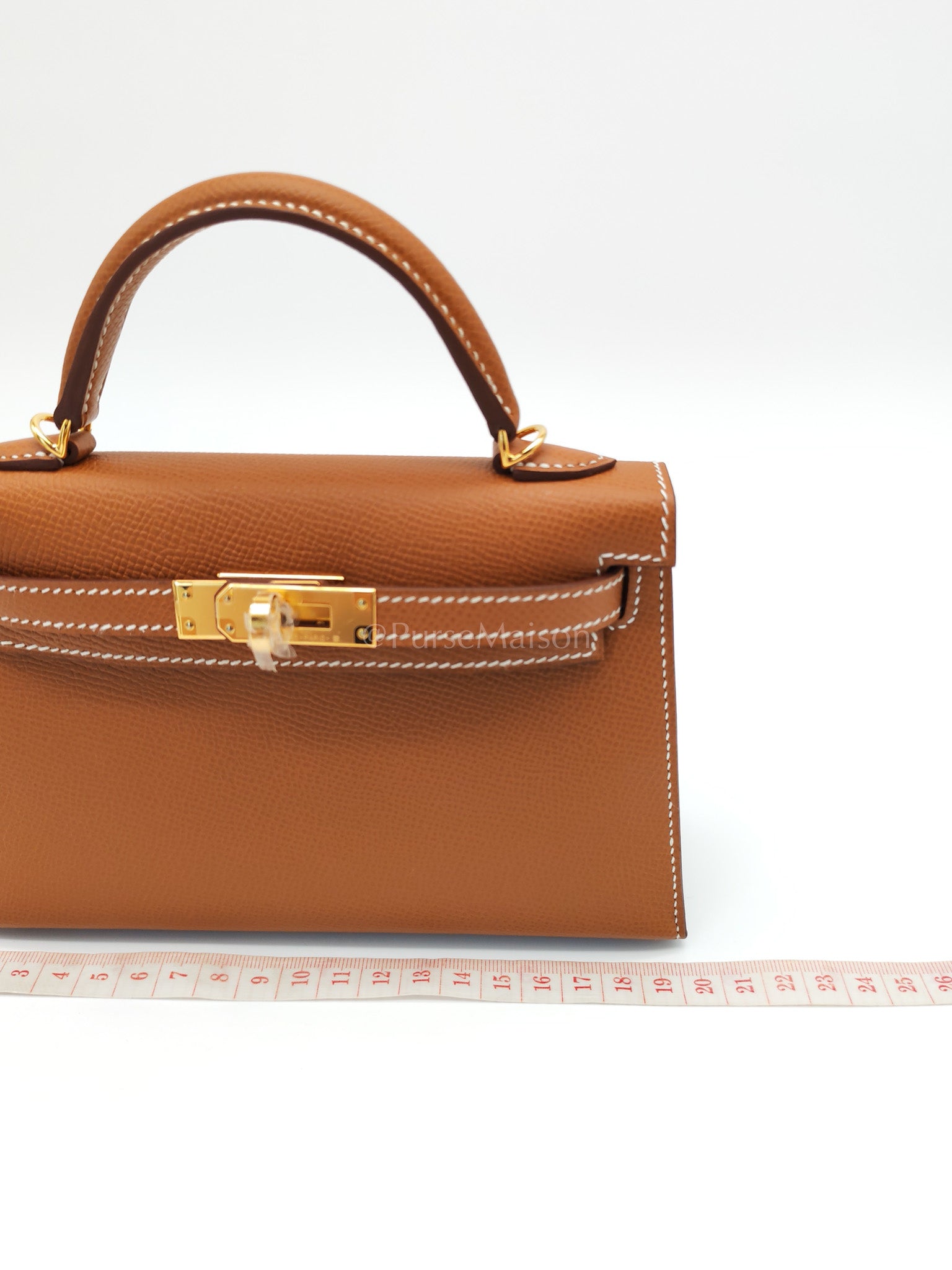 Mini Kelly Gold Epsom Leather in Gold Hardware Stamp W(2024) | Purse Maison Luxury Bags Shop