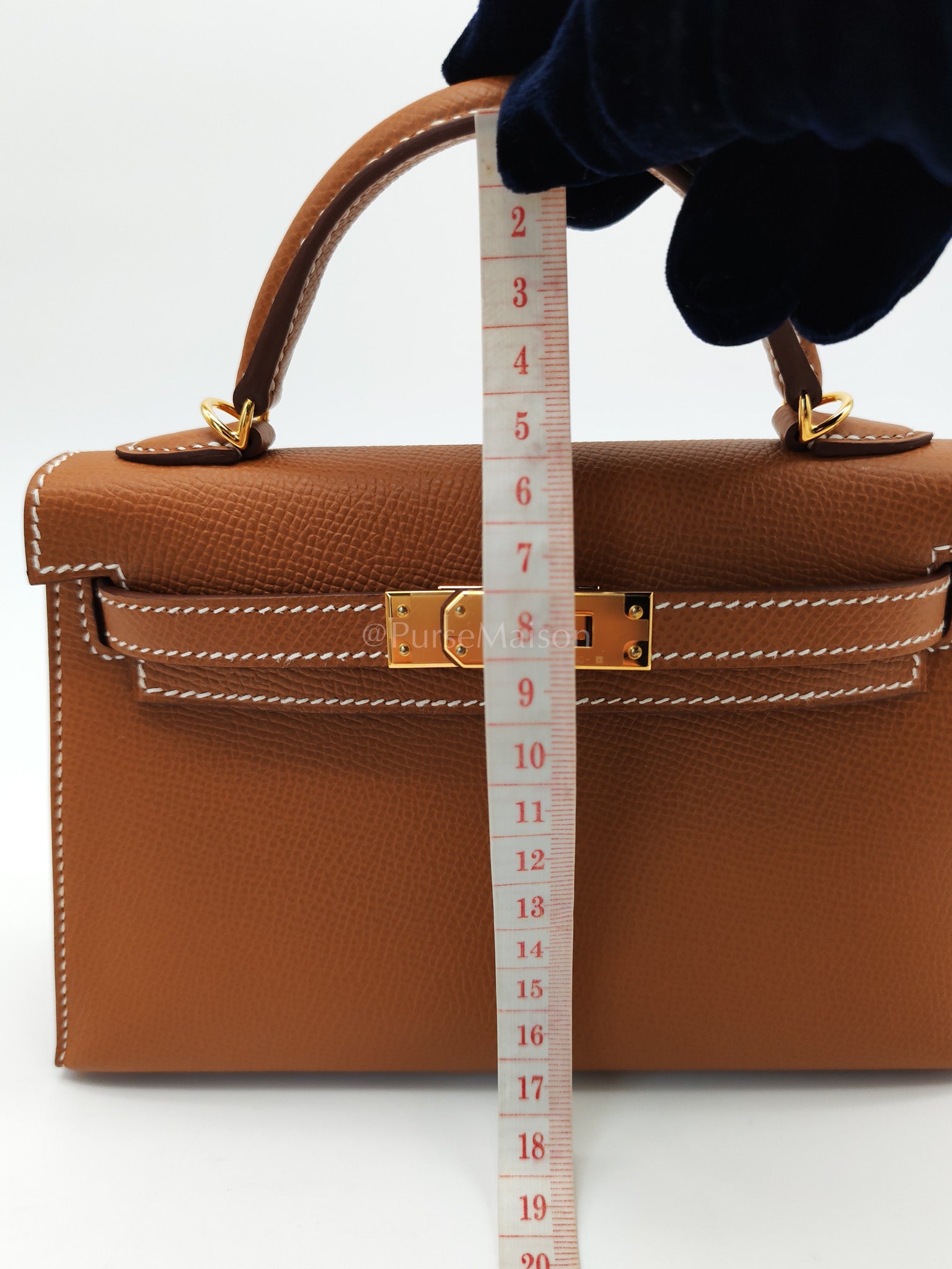 Mini Kelly Gold Epsom Leather in Gold Hardware Stamp W(2024) | Purse Maison Luxury Bags Shop