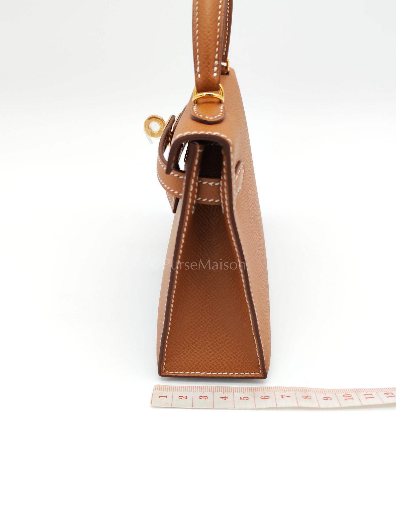 Mini Kelly Gold Epsom Leather in Gold Hardware Stamp W(2024) | Purse Maison Luxury Bags Shop