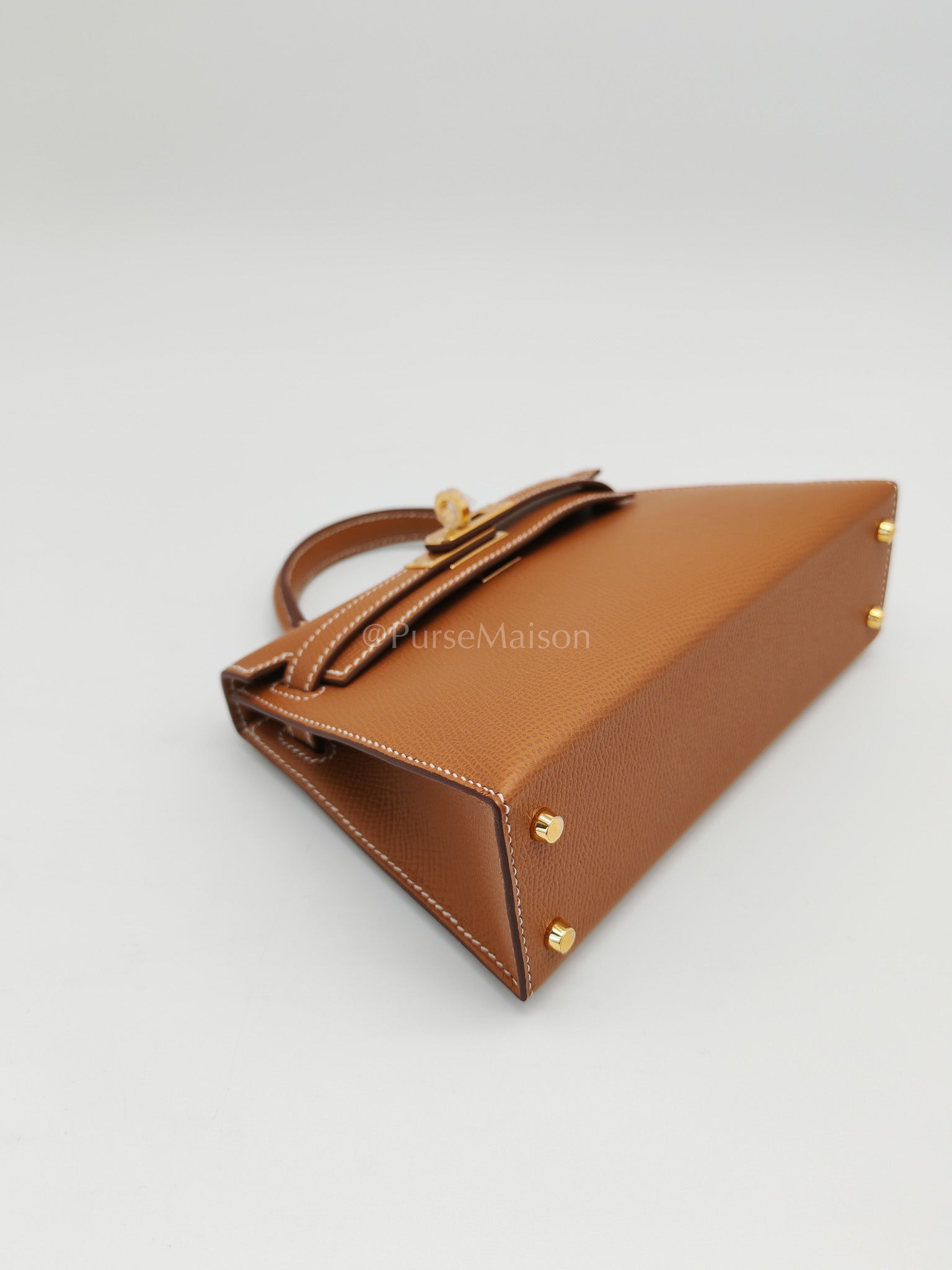 Mini Kelly Gold Epsom Leather in Gold Hardware Stamp W(2024) | Purse Maison Luxury Bags Shop