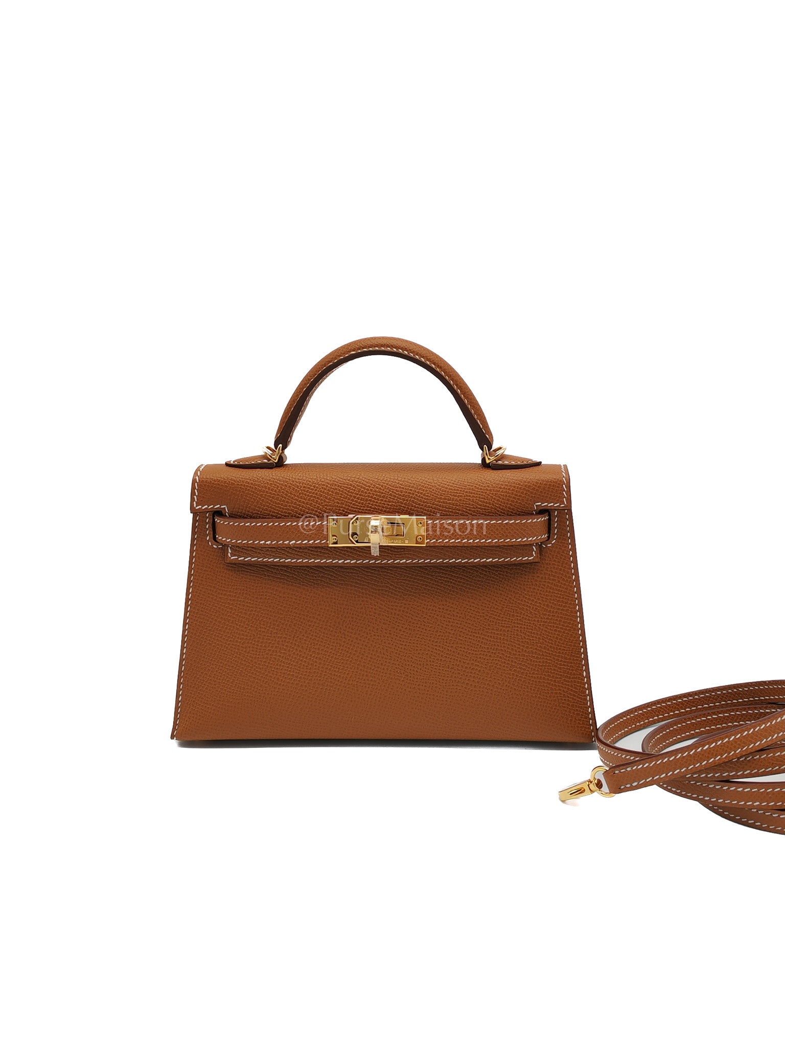 Mini Kelly Gold Epsom Leather in Gold Hardware Stamp W(2024) | Purse Maison Luxury Bags Shop