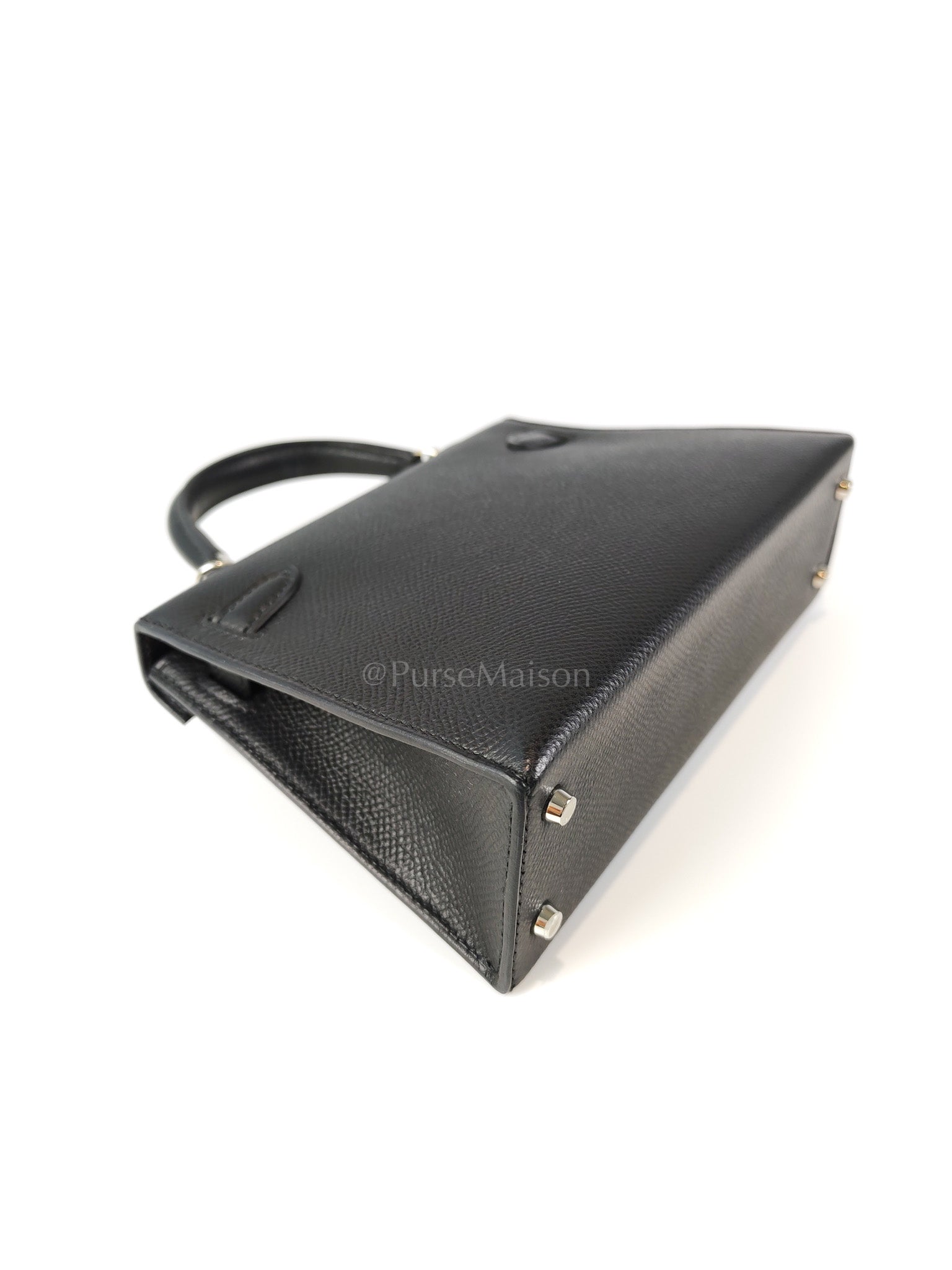 Mini Kelly in Black Epsom Leather and Electrum Hardware Stamp K (2025) | Purse Maison Luxury Bags Shop