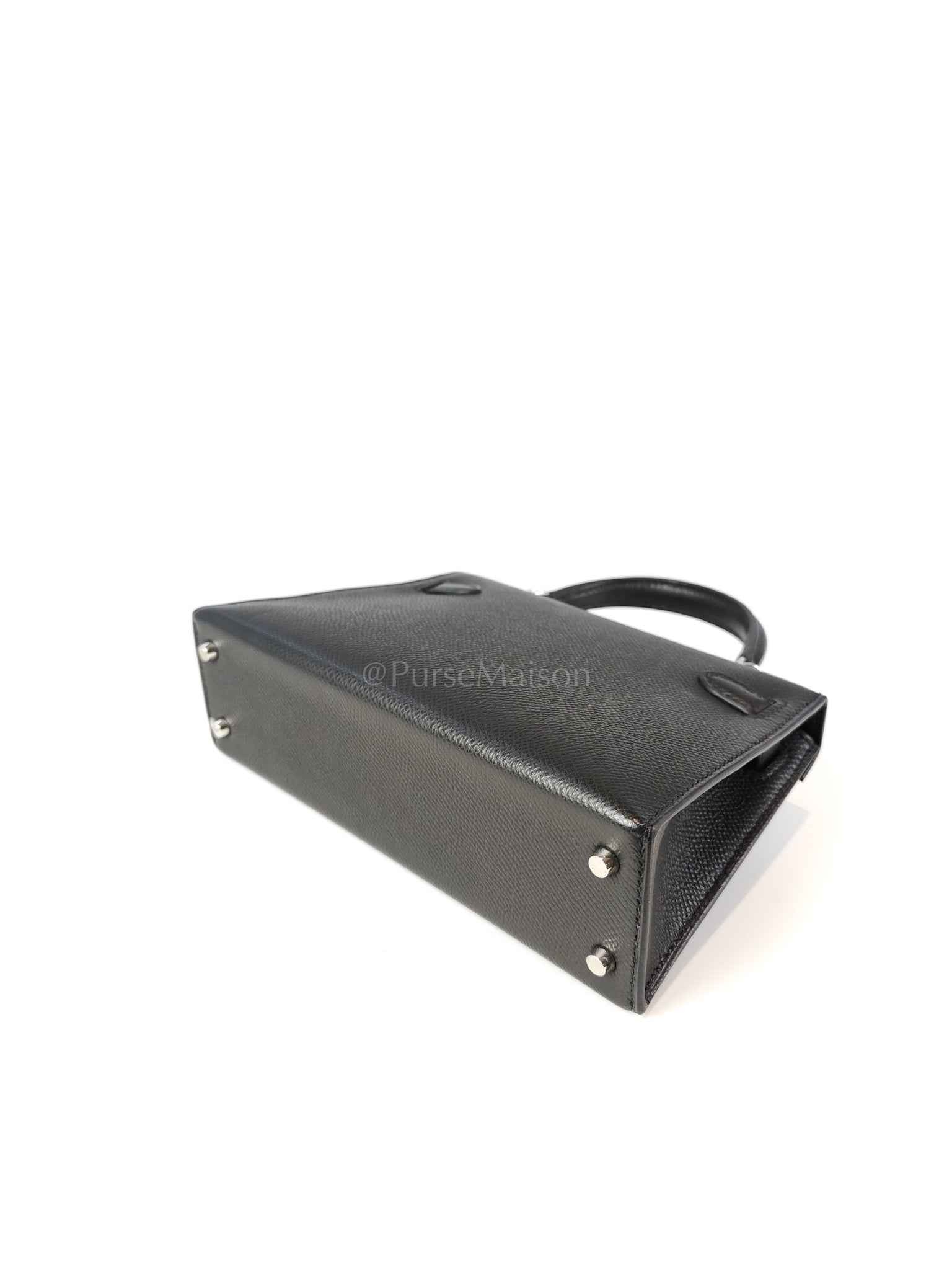 Mini Kelly in Black Epsom Leather and Electrum Hardware Stamp K (2025) | Purse Maison Luxury Bags Shop