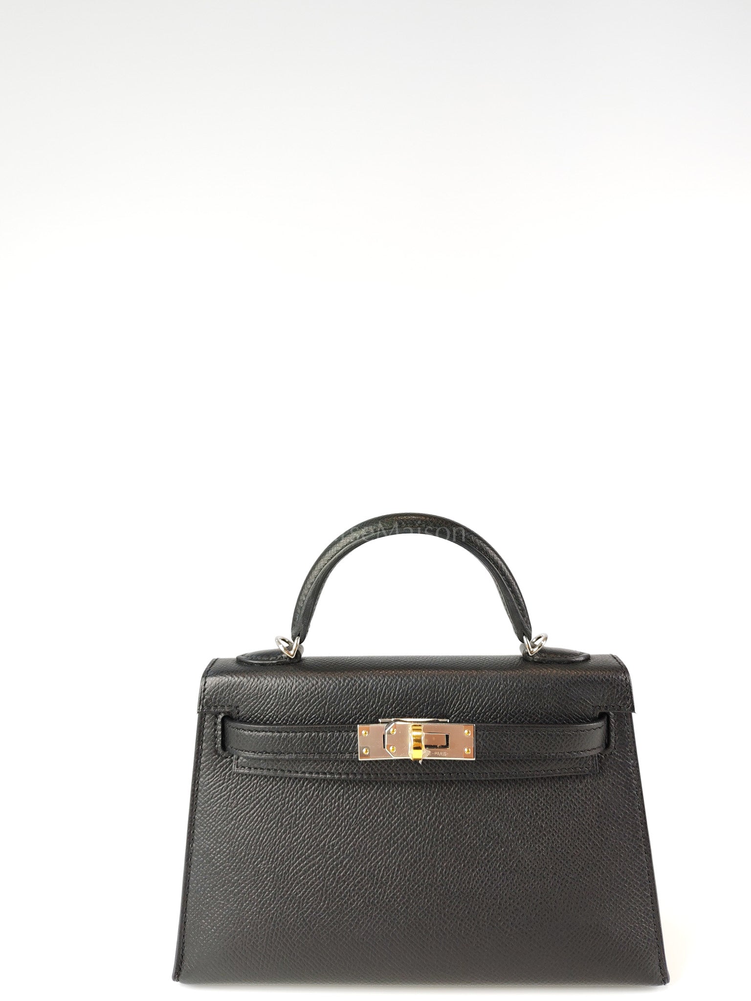 Mini Kelly in Black Epsom Leather and Electrum Hardware Stamp K (2025) | Purse Maison Luxury Bags Shop