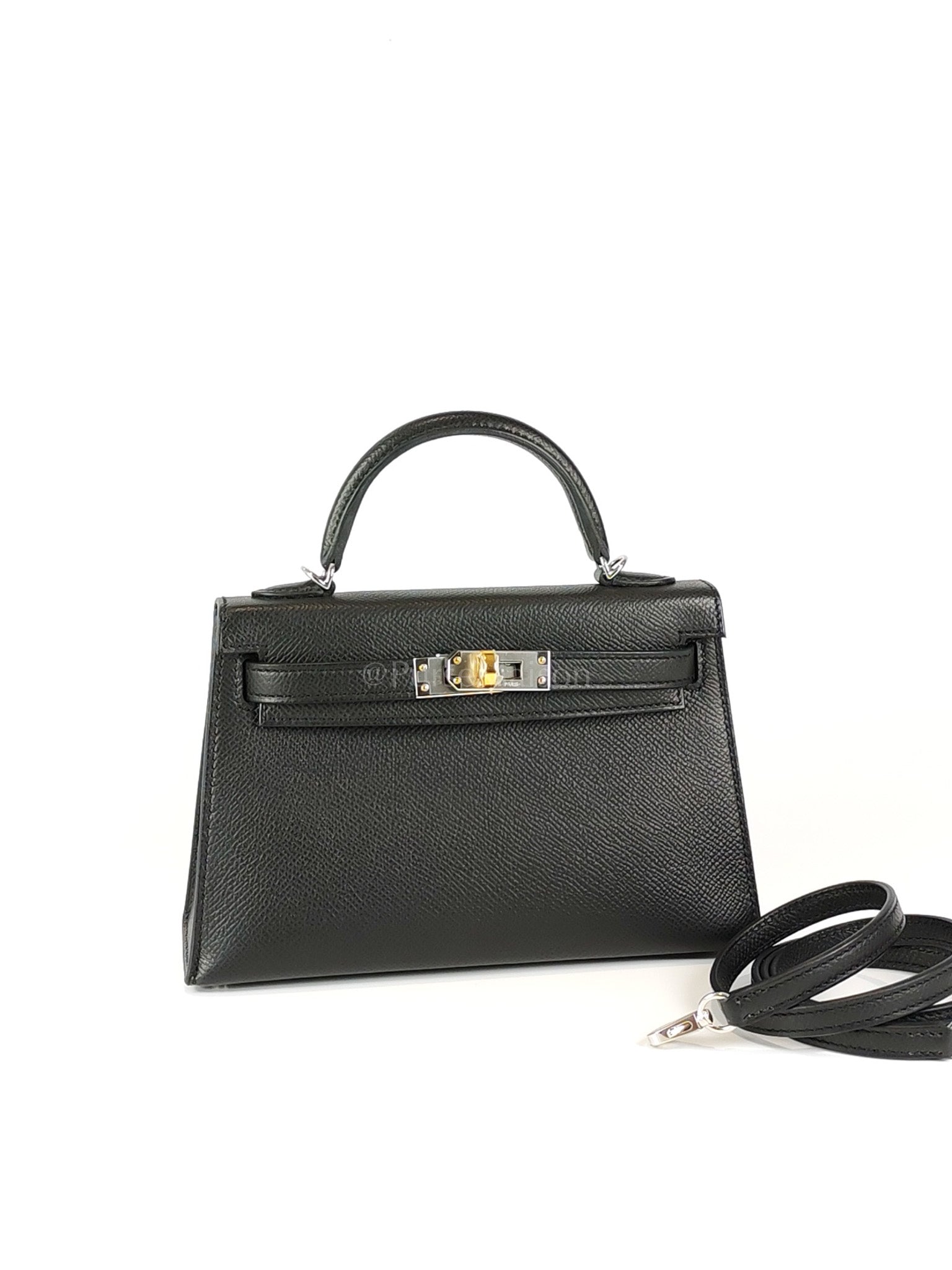 Mini Kelly in Black Epsom Leather and Electrum Hardware Stamp K (2025) | Purse Maison Luxury Bags Shop