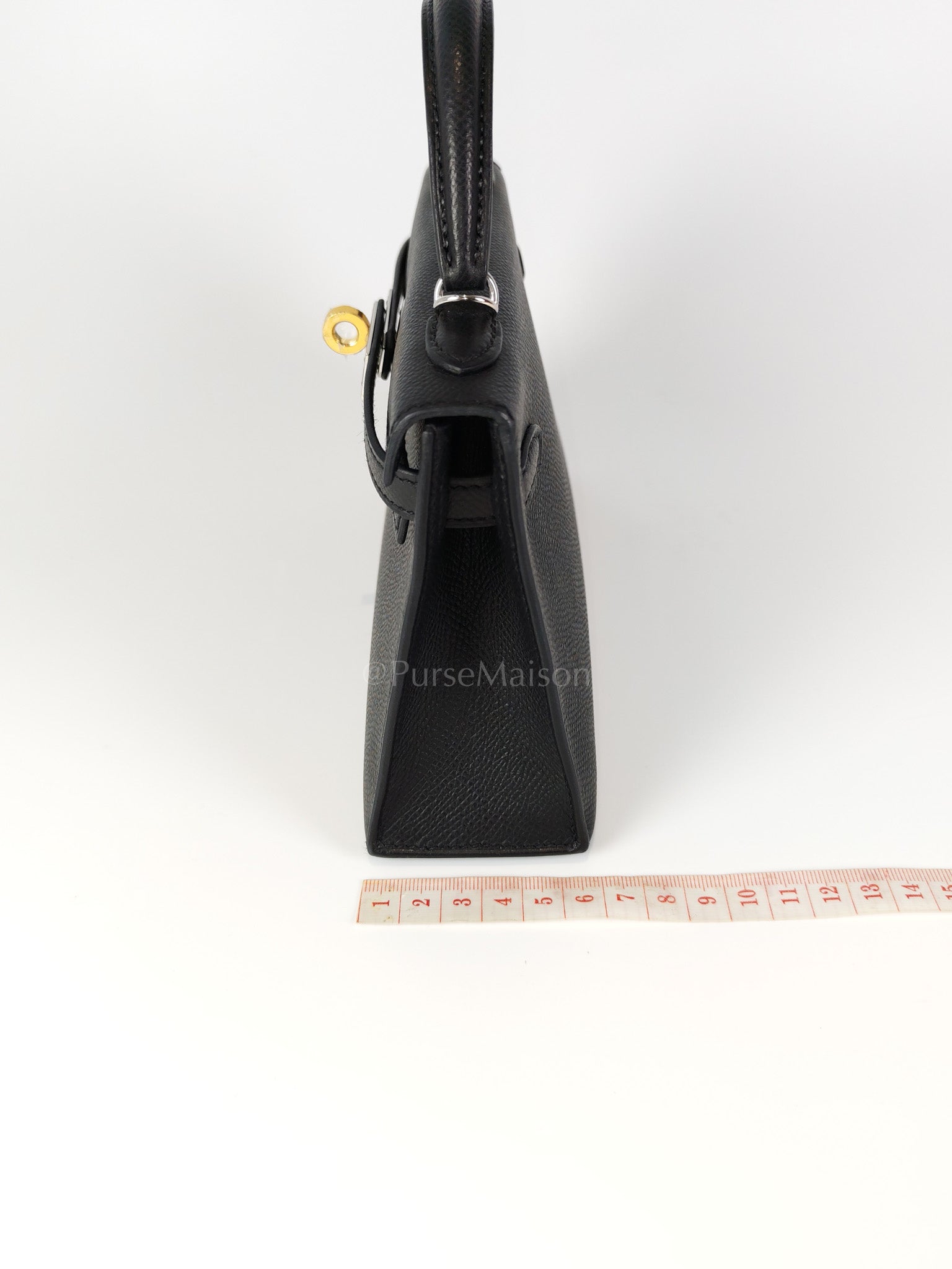 Mini Kelly in Black Epsom Leather and Electrum Hardware Stamp K (2025) | Purse Maison Luxury Bags Shop