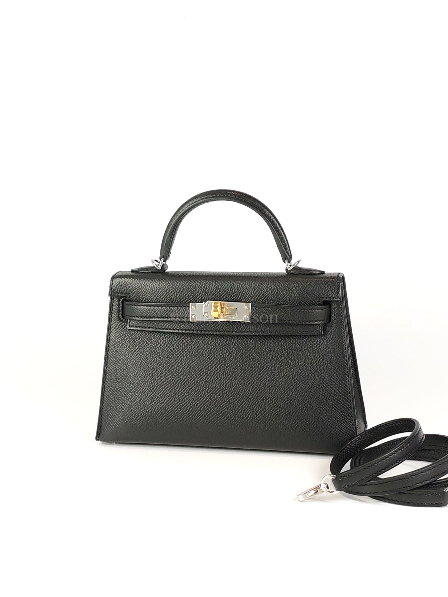 Mini Kelly in Black Epsom Leather and Electrum Hardware Stamp K (2025) | Purse Maison Luxury Bags Shop