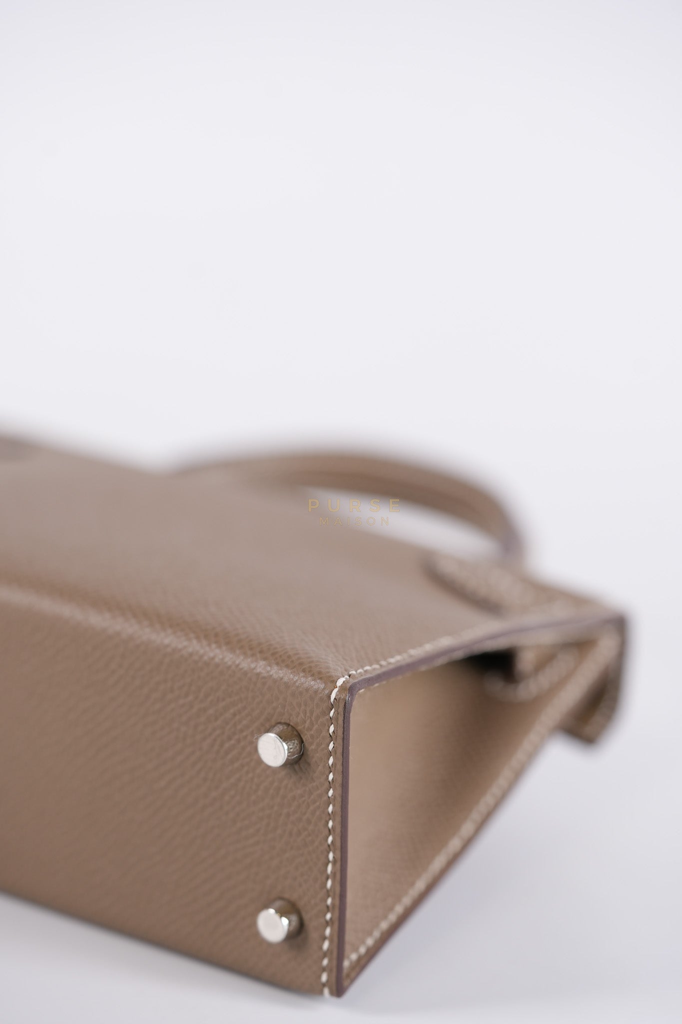 Mini Kelly in Etoupe Epsom Leather Palladium Hardware Stamp W(2024) | Purse Maison Luxury Bags Shop