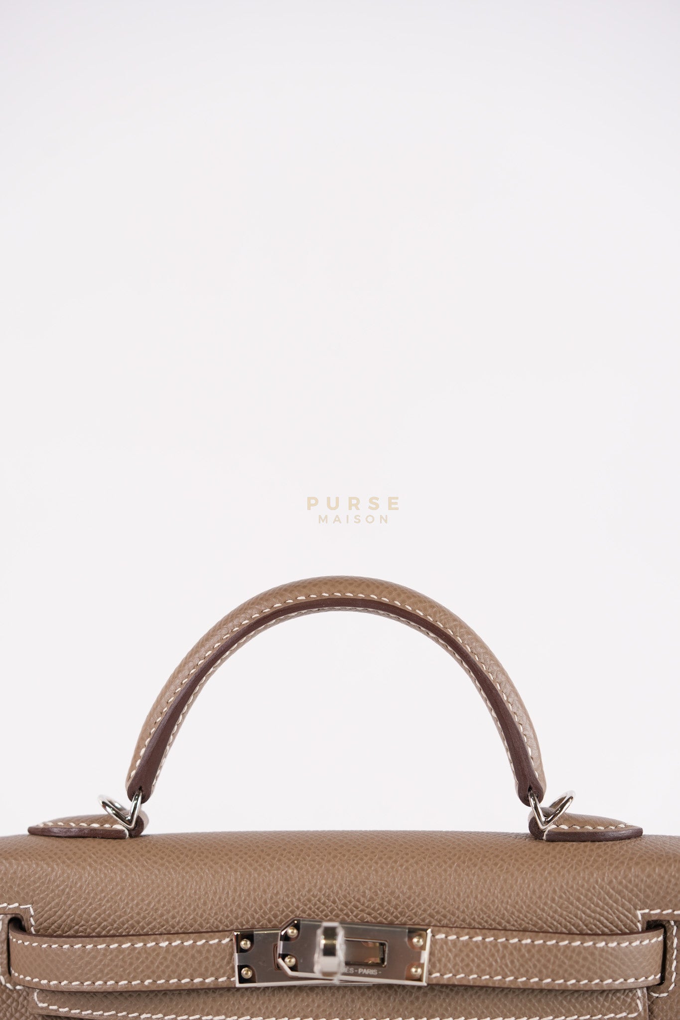 Mini Kelly in Etoupe Epsom Leather Palladium Hardware Stamp W(2024) | Purse Maison Luxury Bags Shop