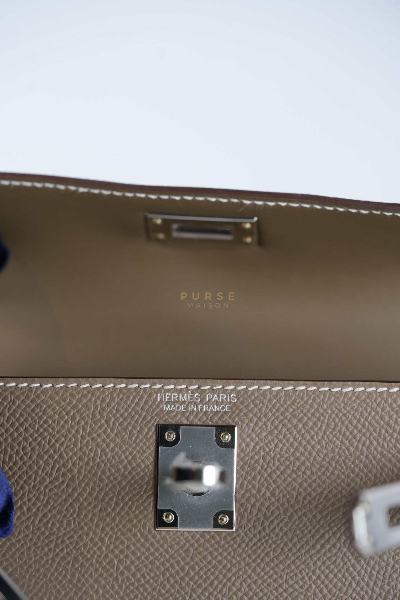 Mini Kelly in Etoupe Epsom Leather Palladium Hardware Stamp W(2024) | Purse Maison Luxury Bags Shop