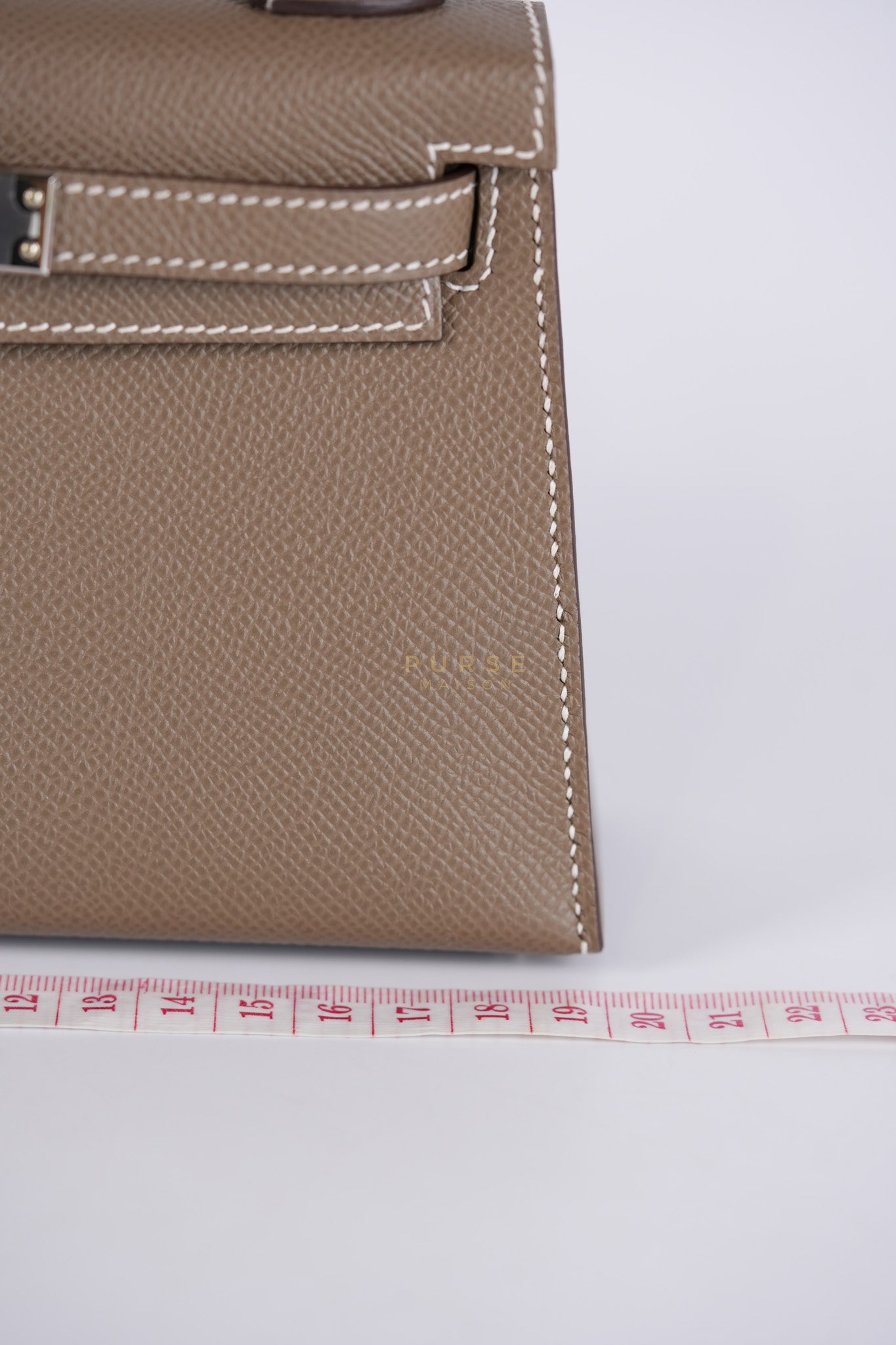 Mini Kelly in Etoupe Epsom Leather Palladium Hardware Stamp W(2024) | Purse Maison Luxury Bags Shop