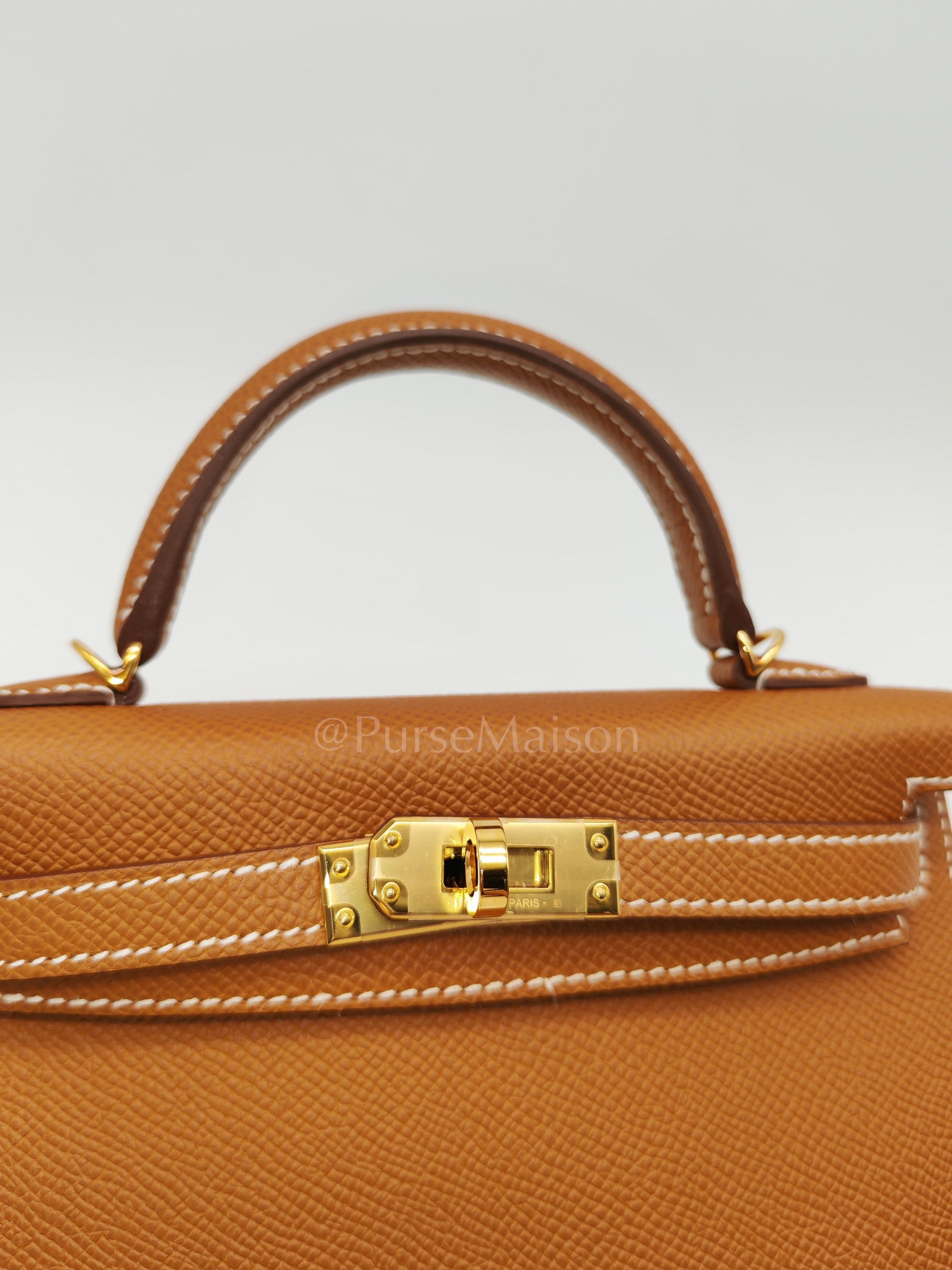 Mini Kelly in Gold Epsom Leather & Gold Hardware Stamp B (2023) | Purse Maison Luxury Bags Shop
