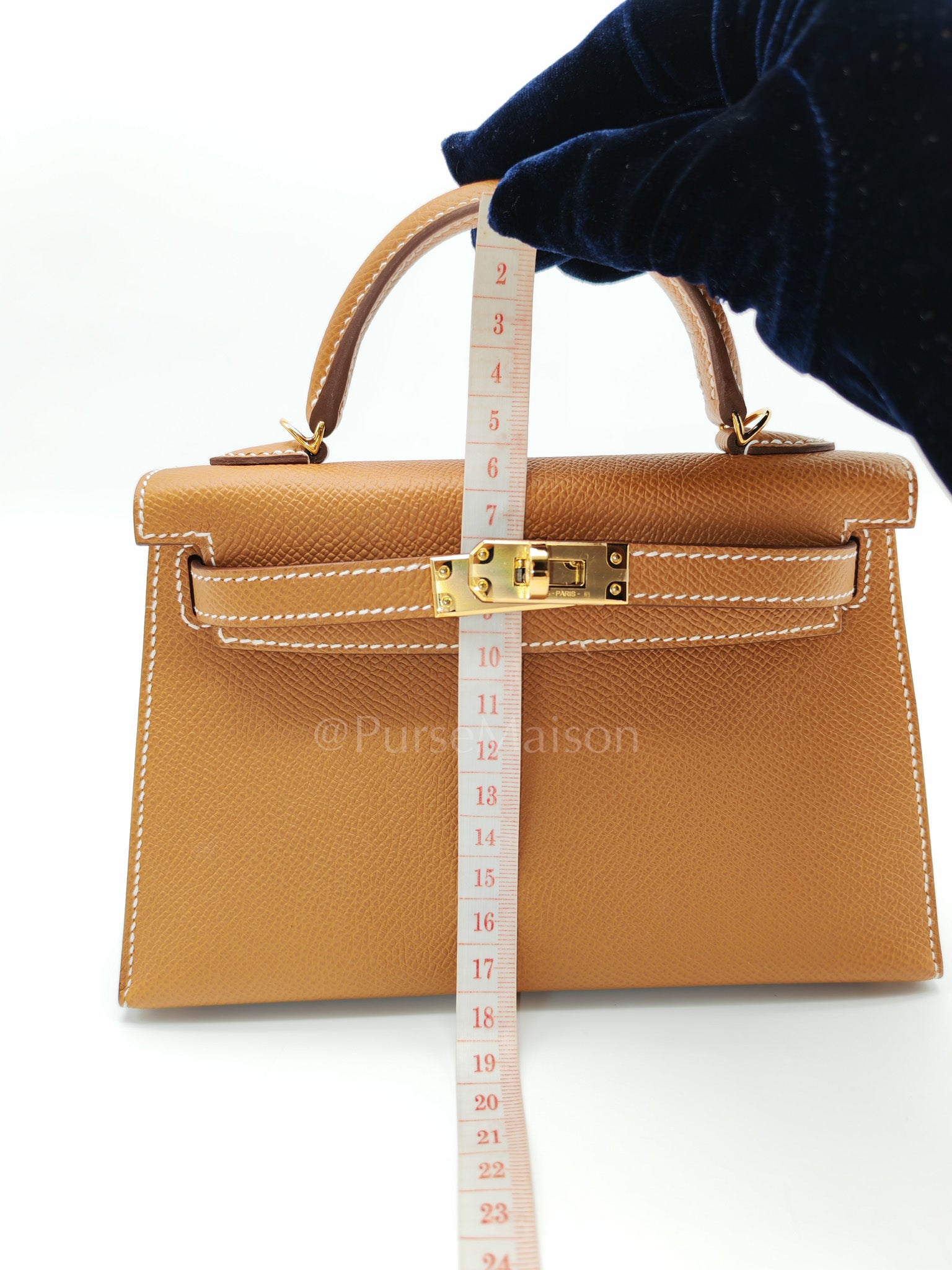 Mini Kelly in Gold Epsom Leather & Gold Hardware Stamp B (2023) | Purse Maison Luxury Bags Shop