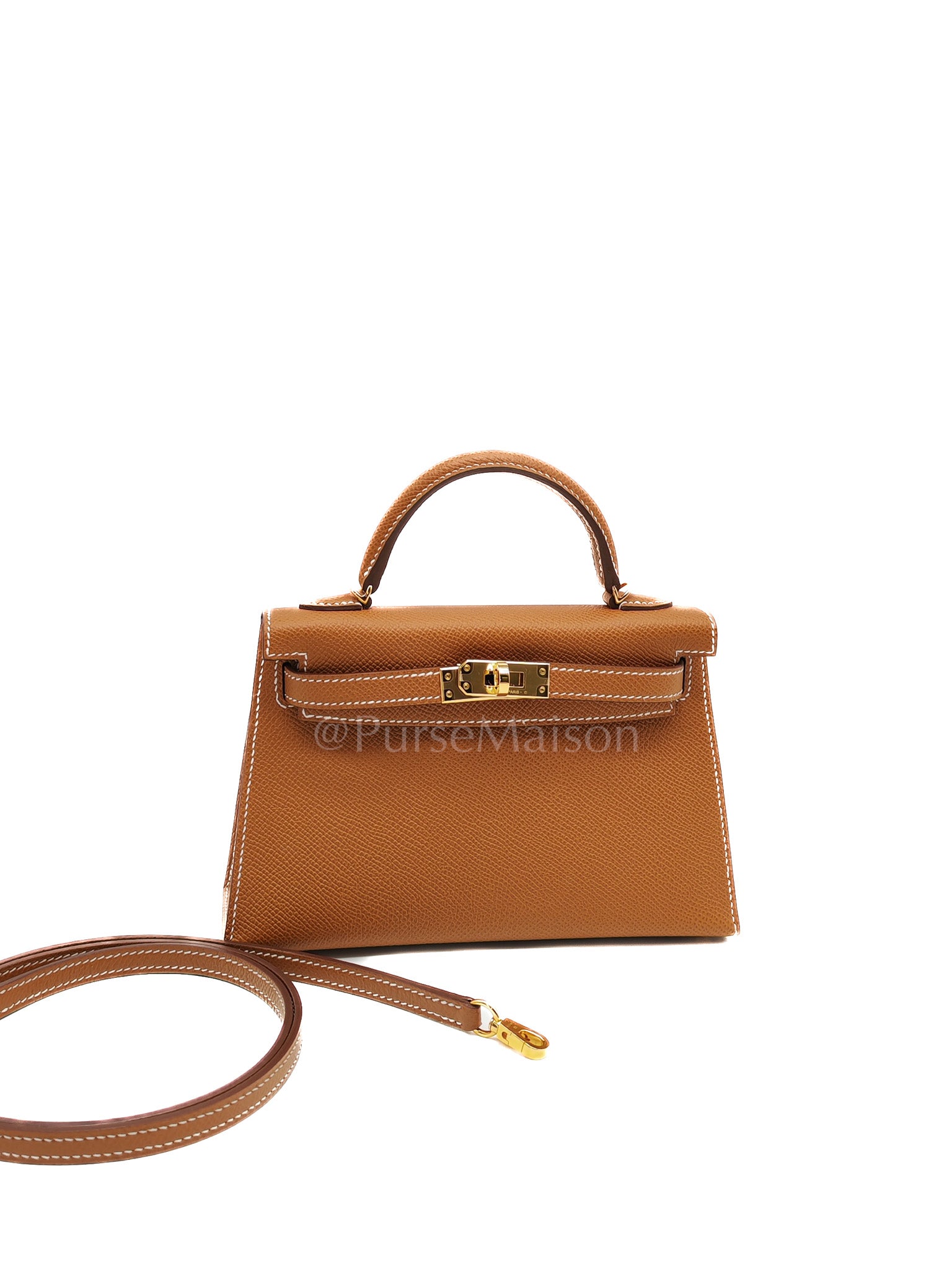 Mini Kelly in Gold Epsom Leather & Gold Hardware Stamp B (2023) | Purse Maison Luxury Bags Shop
