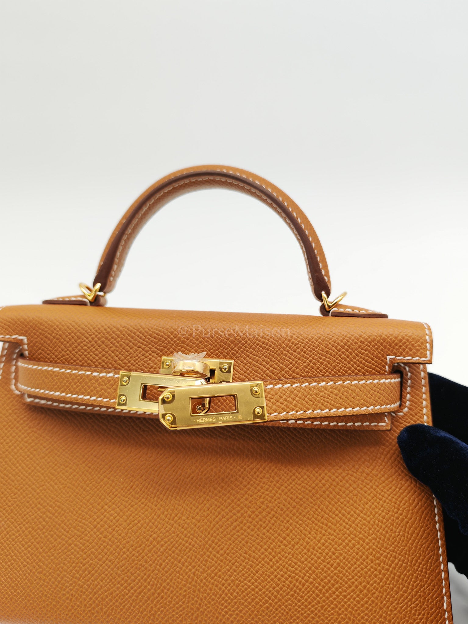 Mini Kelly in Gold Epsom Leather Gold Hardware Stamp B(2023) | Purse Maison Luxury Bags Shop