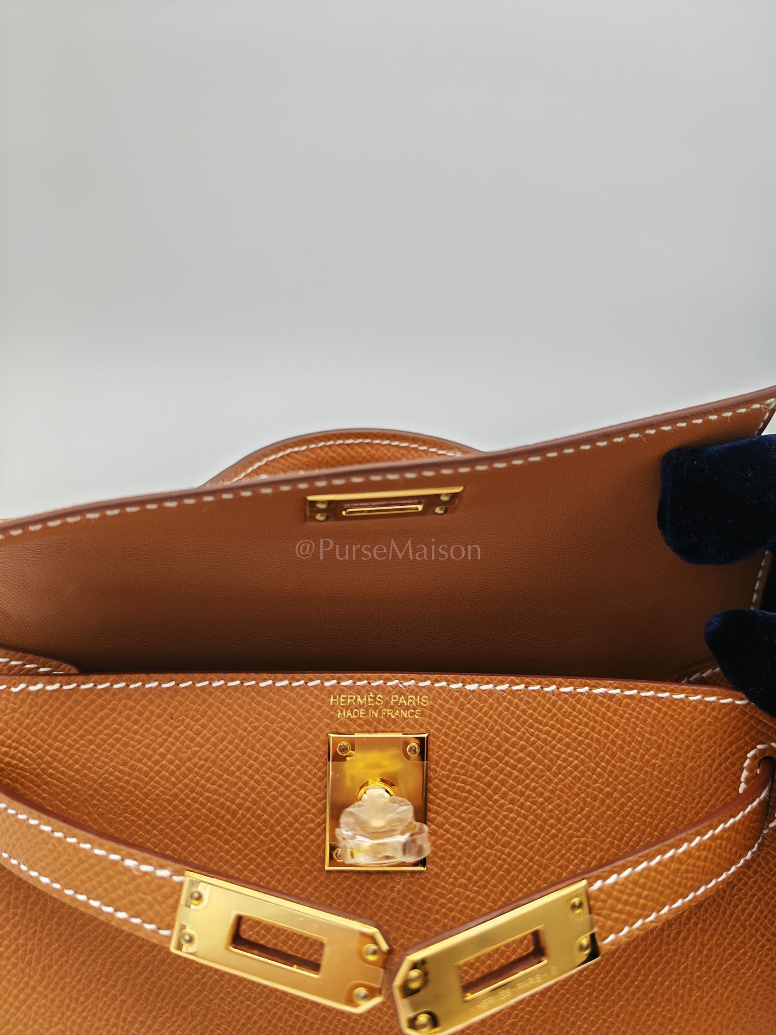 Mini Kelly in Gold Epsom Leather Gold Hardware Stamp B(2023) | Purse Maison Luxury Bags Shop