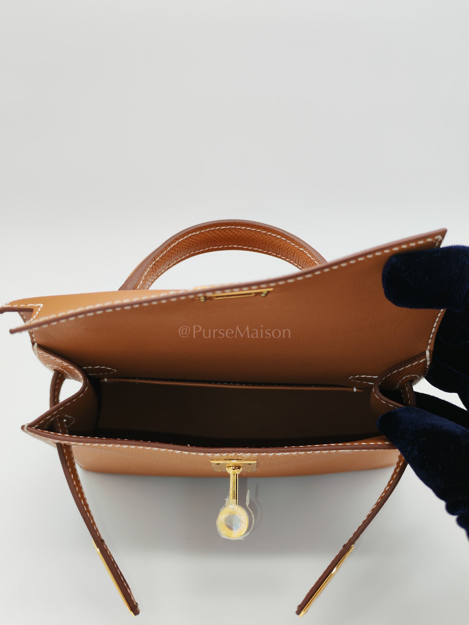 Mini Kelly in Gold Epsom Leather Gold Hardware Stamp B(2023) | Purse Maison Luxury Bags Shop