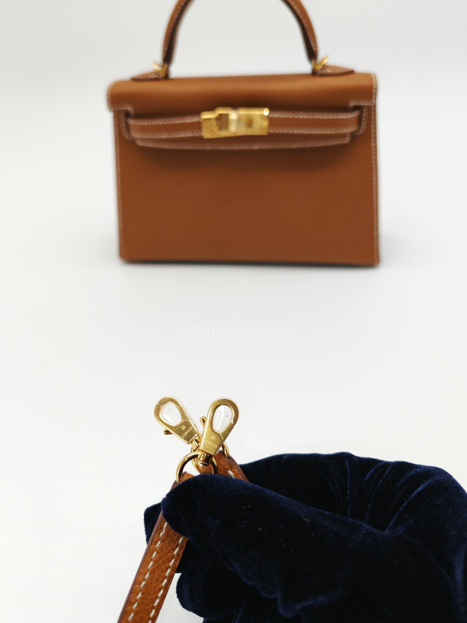 Mini Kelly in Gold Epsom Leather Gold Hardware Stamp B(2023) | Purse Maison Luxury Bags Shop