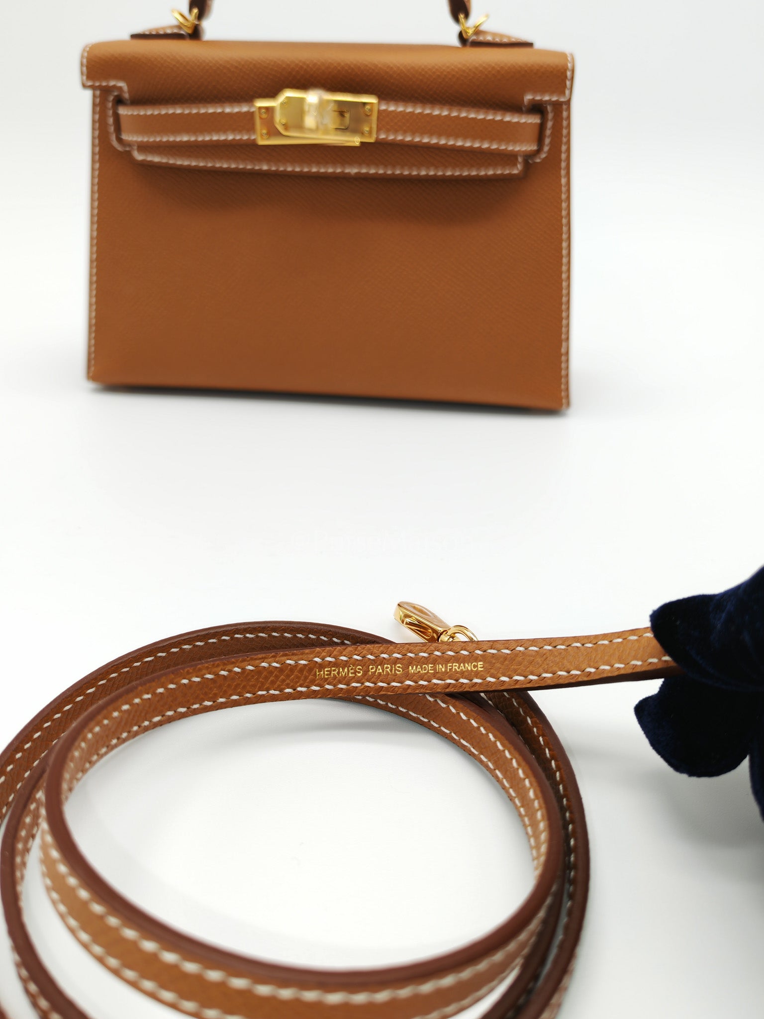 Mini Kelly in Gold Epsom Leather Gold Hardware Stamp B(2023) | Purse Maison Luxury Bags Shop