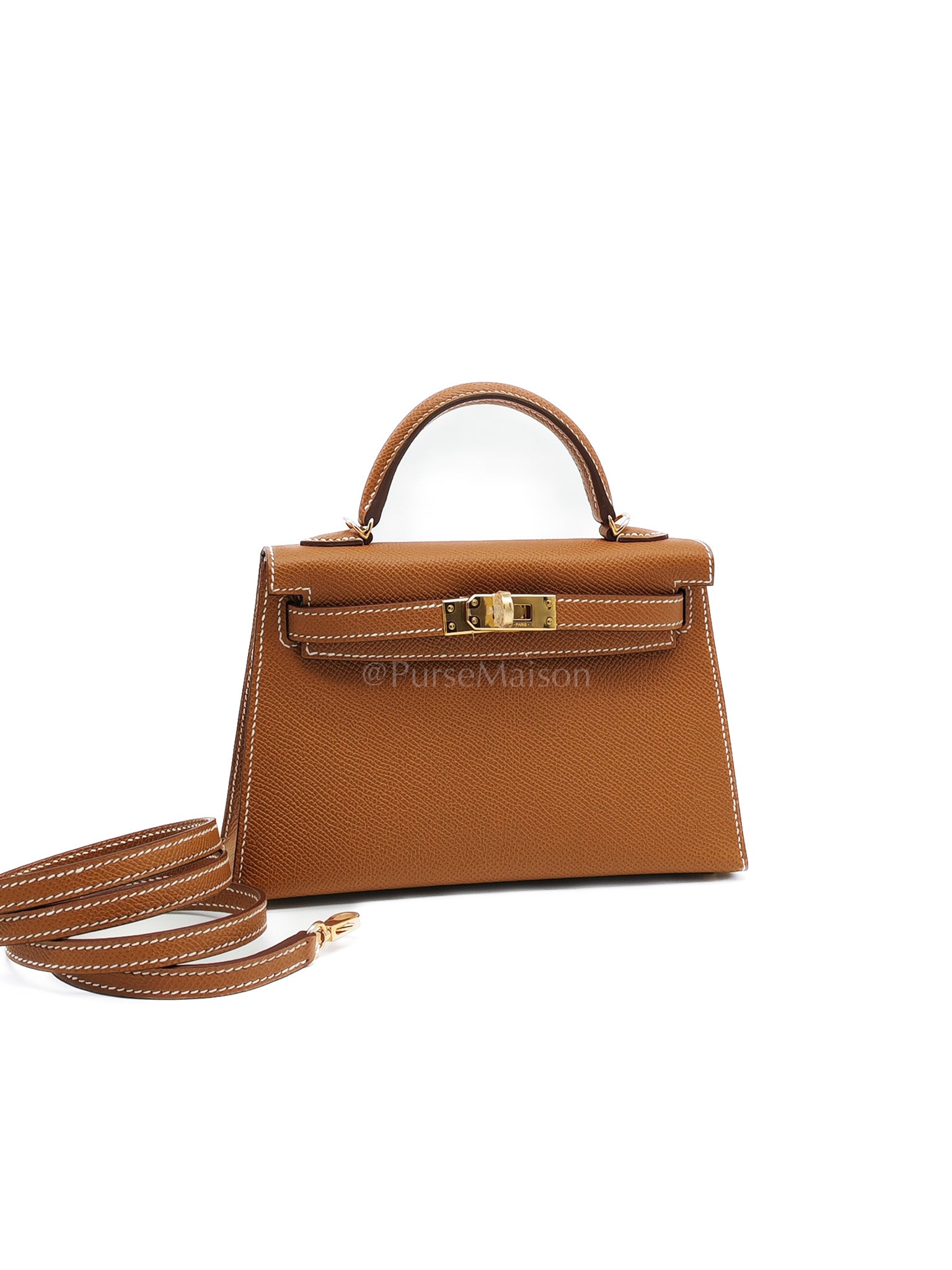 Mini Kelly in Gold Epsom Leather Gold Hardware Stamp B(2023) | Purse Maison Luxury Bags Shop