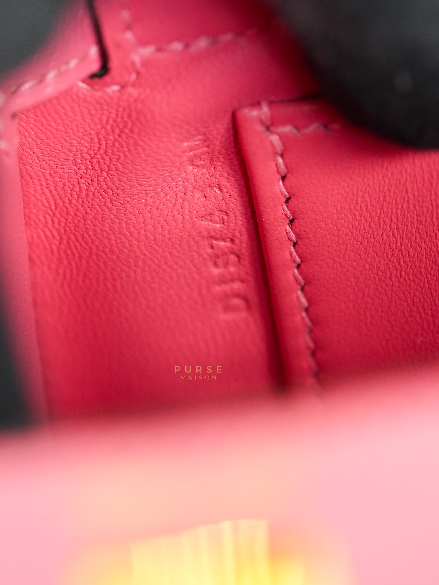 Mini Kelly in Rose Azalea Chèvre Mysore Leather Gold Hardware Stamp | Purse Maison Luxury Bags Shop