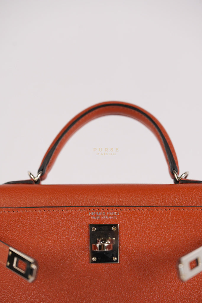 Mini Kelly Sellier Cuivre/Mexico Chevre Mysore in Palladium Hardware Stamp U (2022) | Purse Maison Luxury Bags Shop