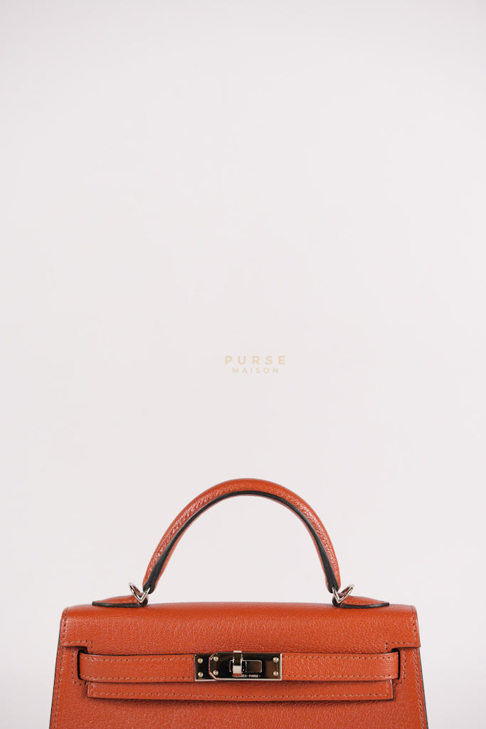 Mini Kelly Sellier Cuivre/Mexico Chevre Mysore in Palladium Hardware Stamp U (2022) | Purse Maison Luxury Bags Shop
