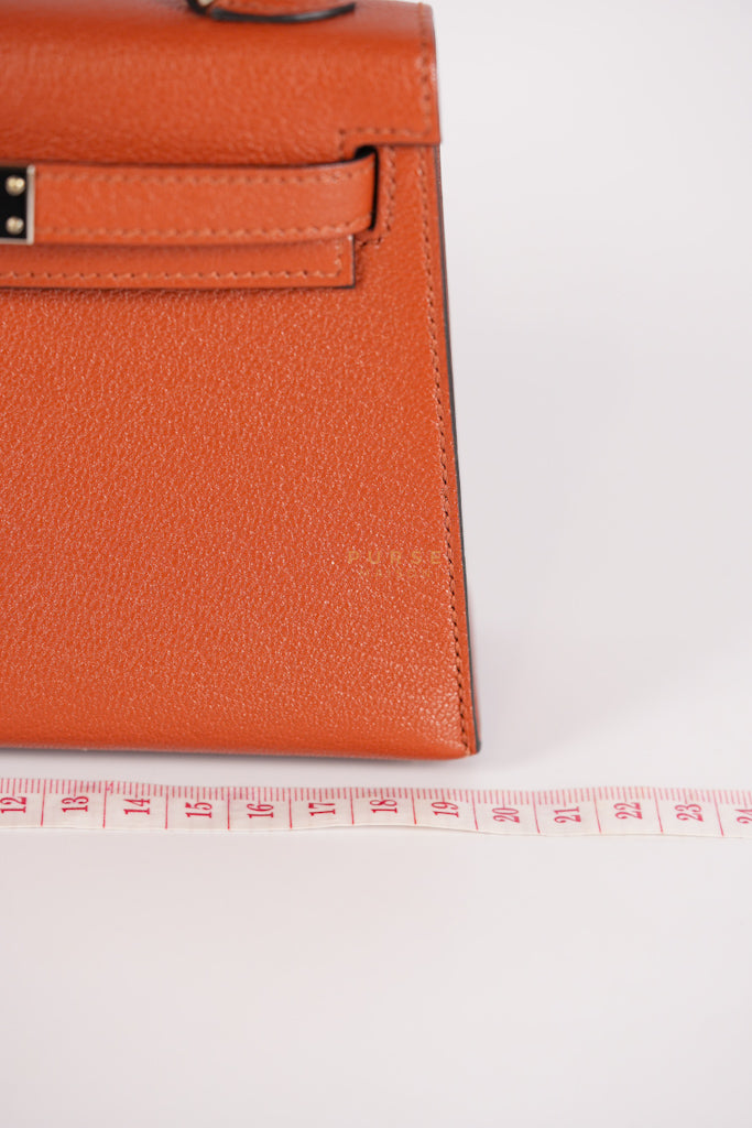 Mini Kelly Sellier Cuivre/Mexico Chevre Mysore in Palladium Hardware Stamp U (2022) | Purse Maison Luxury Bags Shop