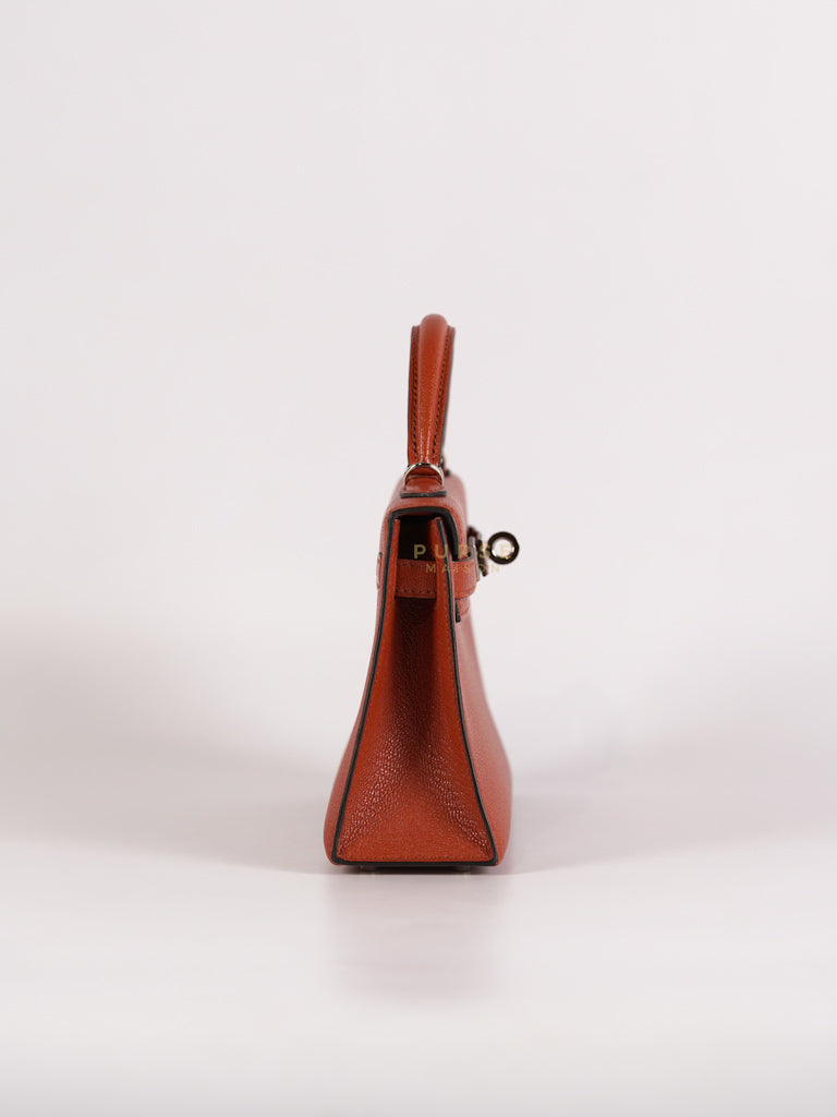 Mini Kelly Sellier Cuivre/Mexico Chevre Mysore in Palladium Hardware Stamp U (2022) | Purse Maison Luxury Bags Shop