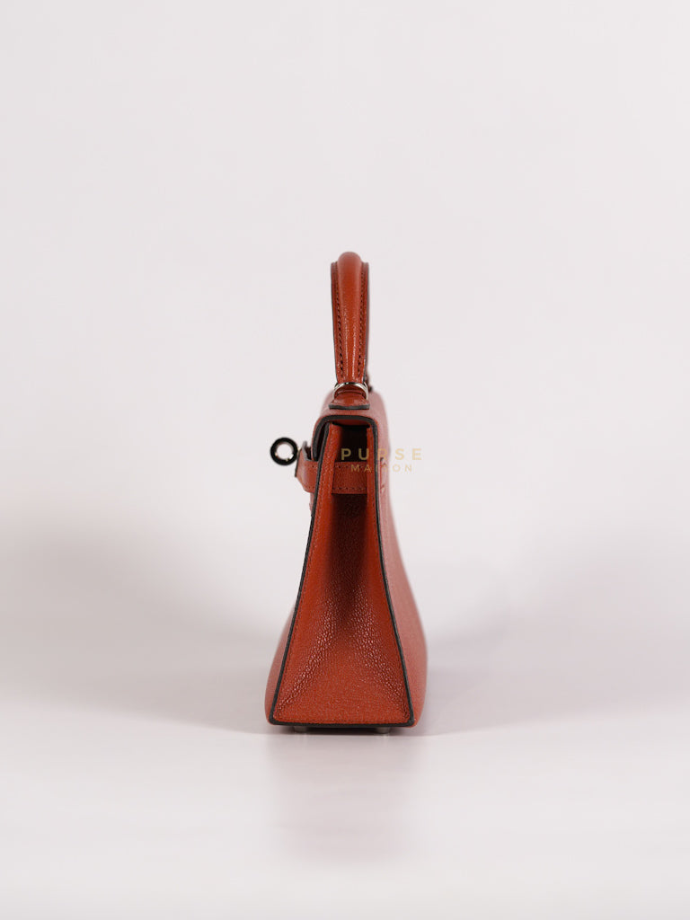 Mini Kelly Sellier Cuivre/Mexico Chevre Mysore in Palladium Hardware Stamp U (2022) | Purse Maison Luxury Bags Shop