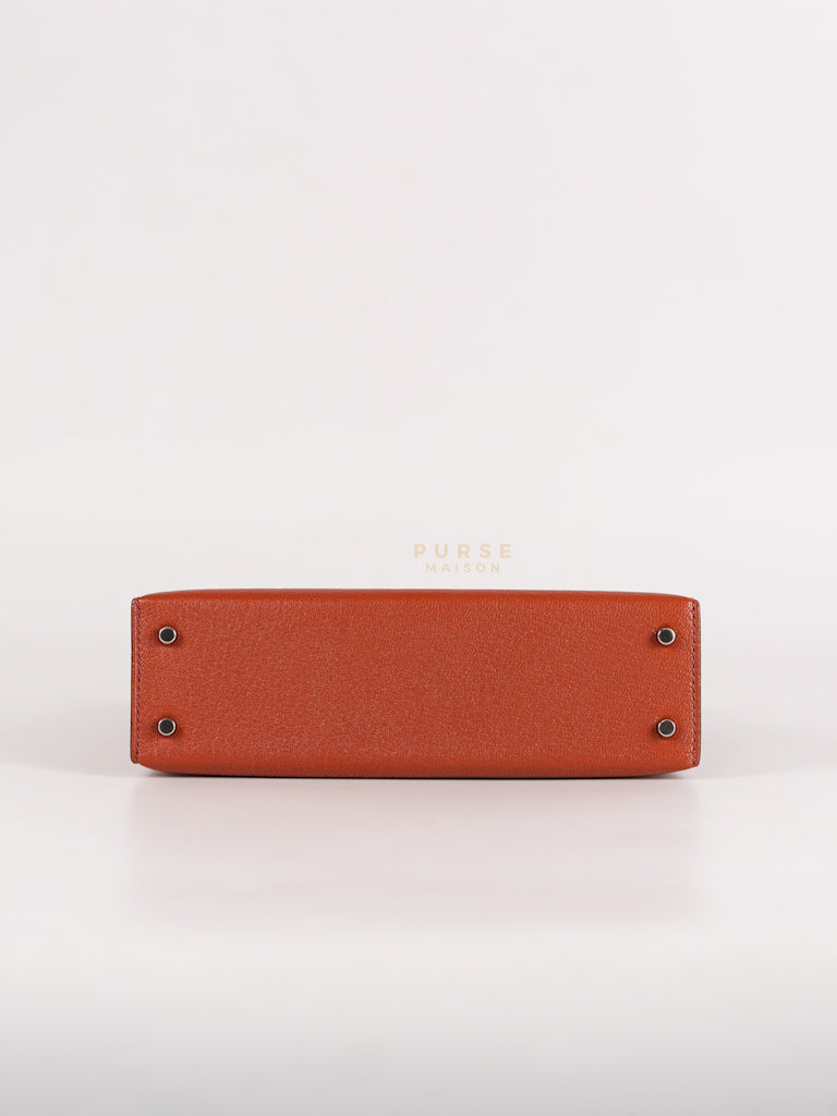 Mini Kelly Sellier Cuivre/Mexico Chevre Mysore in Palladium Hardware Stamp U (2022) | Purse Maison Luxury Bags Shop