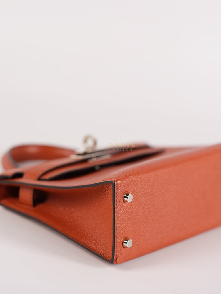 Mini Kelly Sellier Cuivre/Mexico Chevre Mysore in Palladium Hardware Stamp U (2022) | Purse Maison Luxury Bags Shop