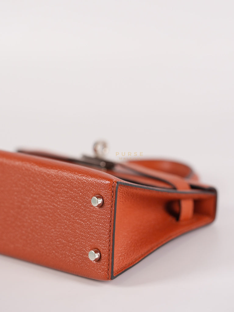 Mini Kelly Sellier Cuivre/Mexico Chevre Mysore in Palladium Hardware Stamp U (2022) | Purse Maison Luxury Bags Shop